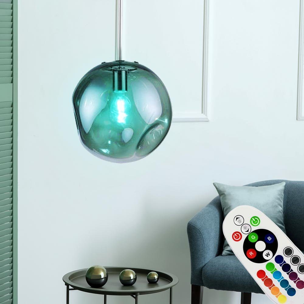 etc-shop LED Pendelleuchte, Leuchtmittel inklusive, Warmweiß, Farbwechsel, Glas Hänge Decken Lampe DIMMBAR Beulen Kugel Leuchte