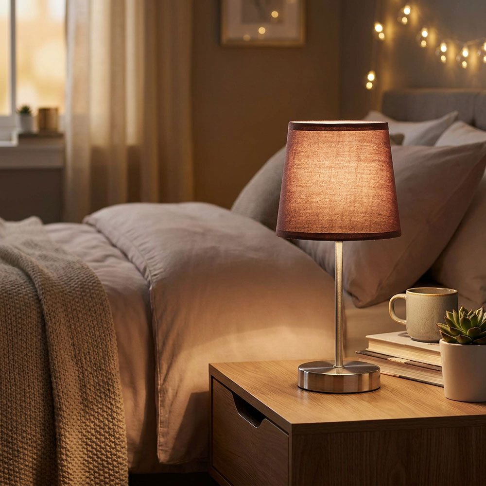 WOFI Tischleuchte, Leuchtmittel nicht inklusive, Tischleuchte Nachttischlampe Beistellleuchte Schreibtischlampe Textil