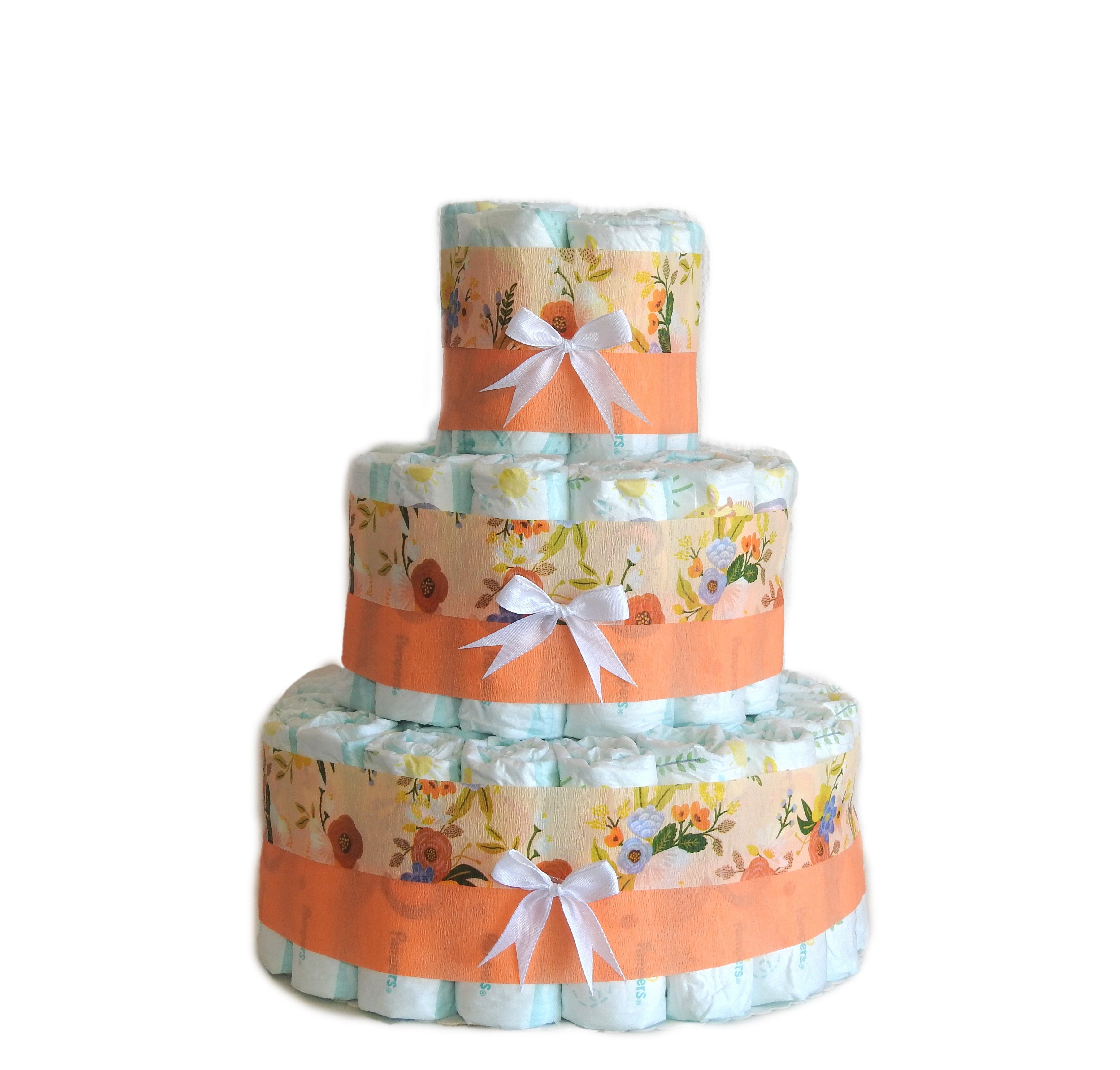 Geschenketorten-Gebhardt Windeln Windeltorte, Geschenk zur Geburt, Windelgeschenk Neutral, Blumen, Neutrale Windeltorte
