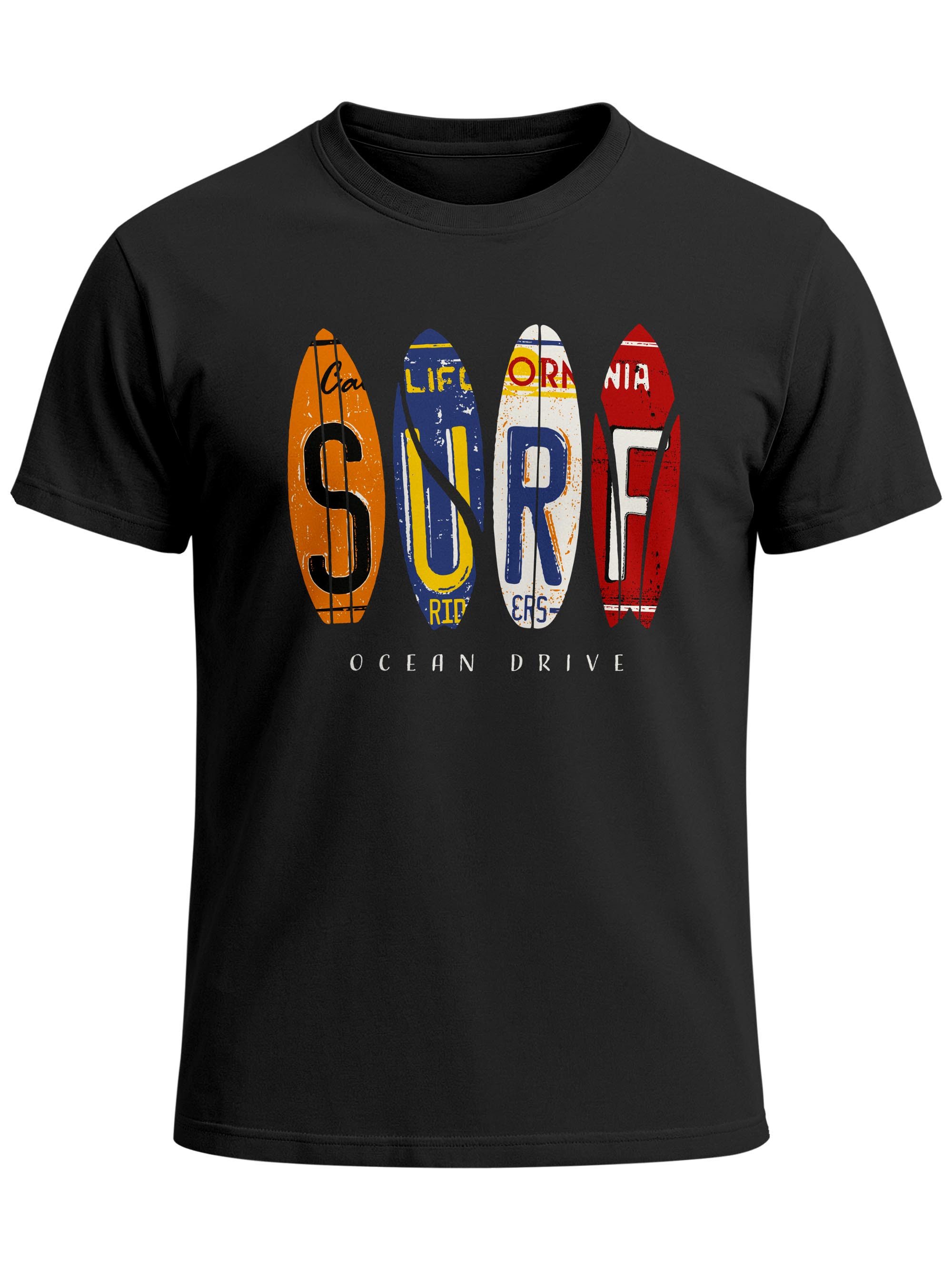 Neverless Print-Shirt Herren T-Shirt Print Surfboards California Surfing Ocean Drive Sommer mit Print – Bild 2 von 5