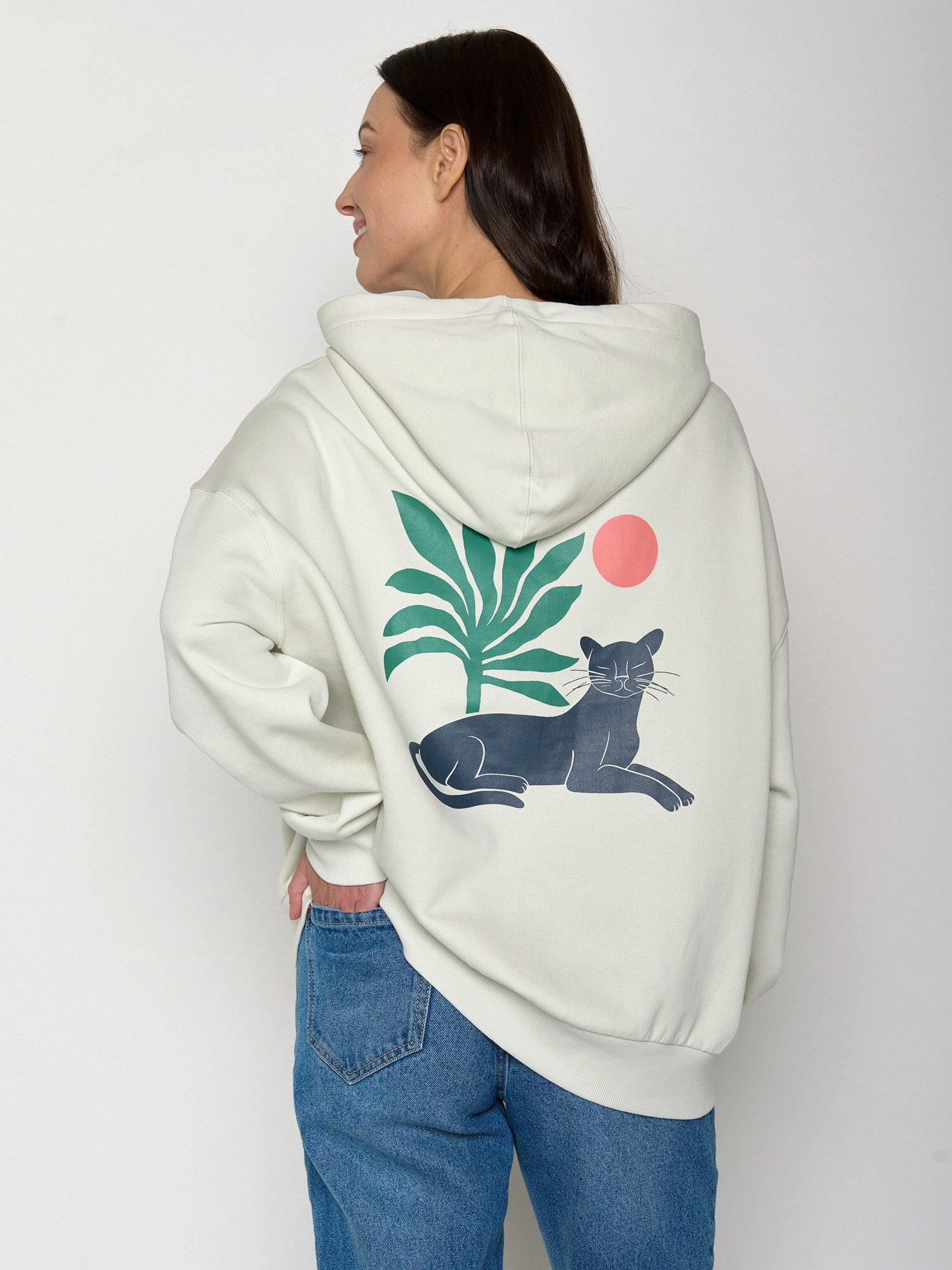 GreenBomb Hoodie Mello Panther Leaves (1) weitgeschnittener Hoodie, Oversized Fit, aufgesetzte Fronttasche