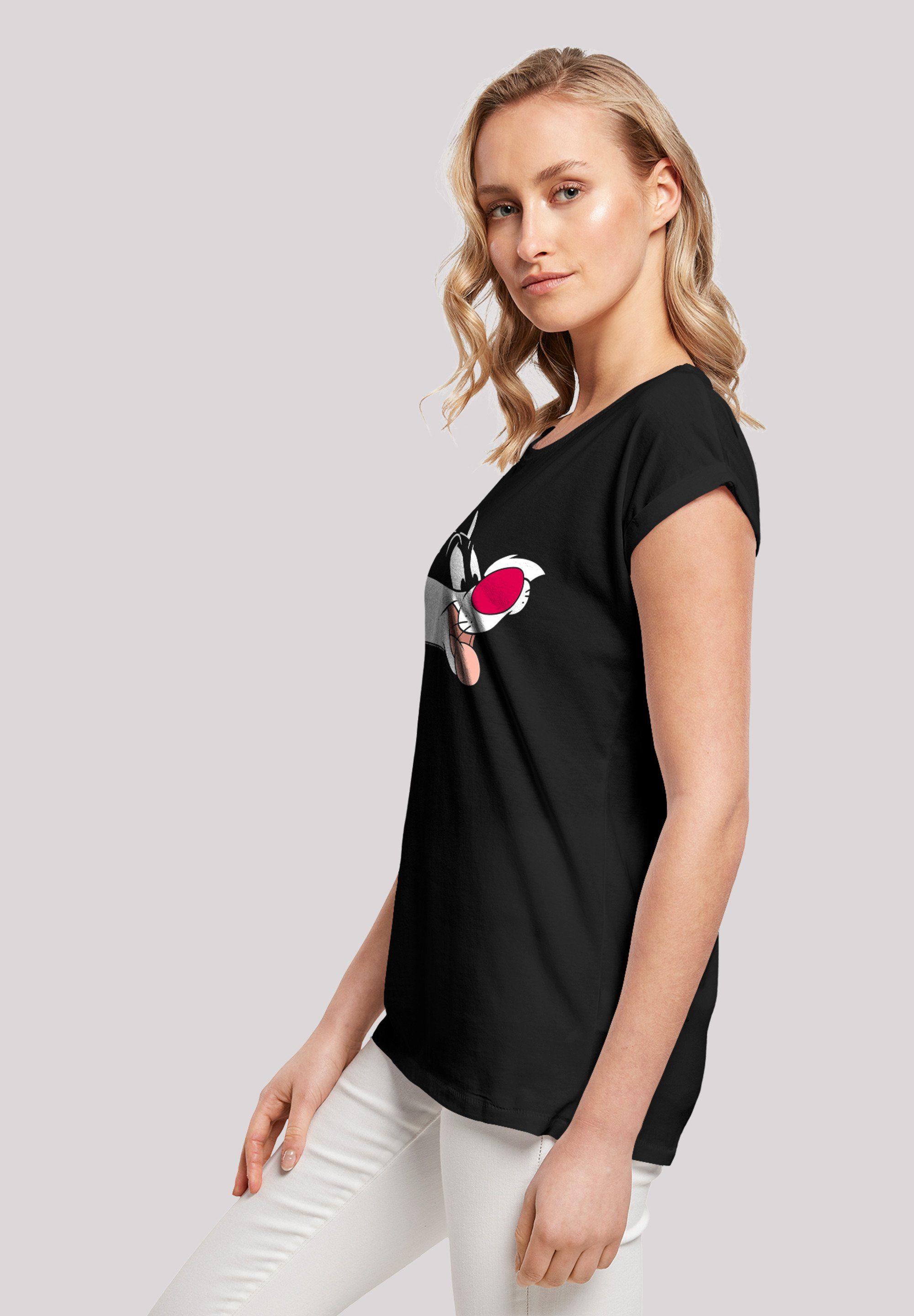 F4NT4STIC Kurzarmshirt Damen (1-tlg) Shoulder Tee Ladies Sylvester Looney Tunes with Extended