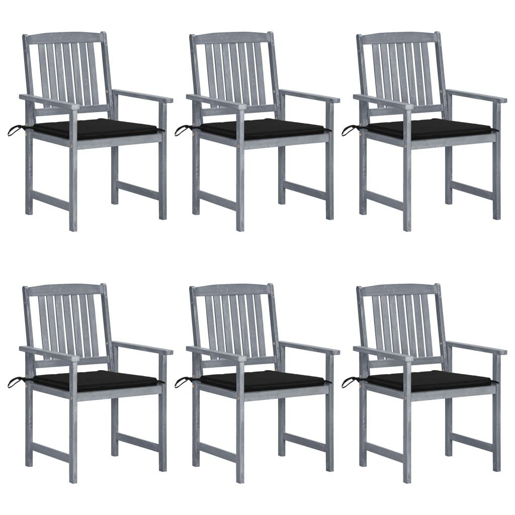 Gartenstuhl Gartenstühle mit Kissen 6 Stk. Massivholz Grau