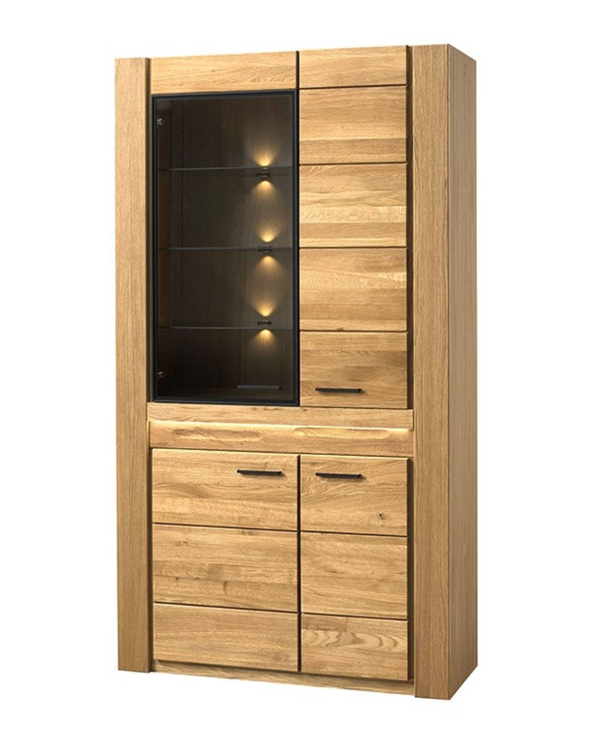 99rooms Vitrine Vittorio (Standvitrine, Wohnmöbel) Modern Design, mit LED-Beleuchtung, Soft-Close, aus Massivholz