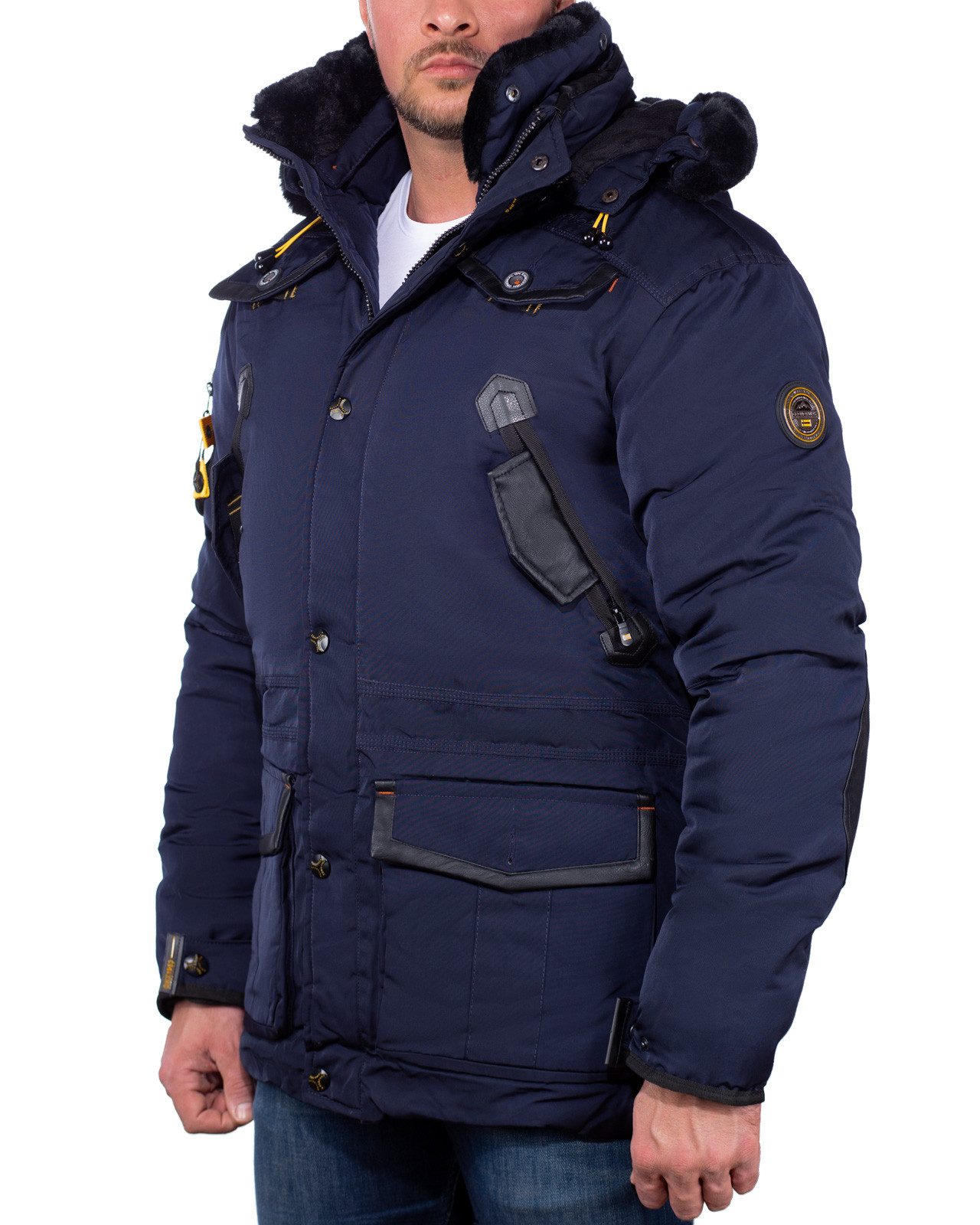 Geographical Norway Winterjacke Herren Regular Fit Jacke baacrobate Modernes Design mit Kunstlederdetails