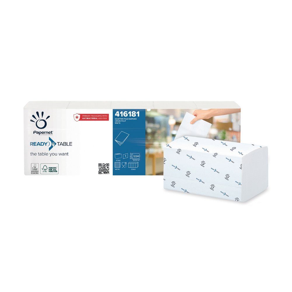 Papernet® Einmal-Waschhandschuh Papernet ¼ Falz Servietten mit Ready Table Technologie, 416181