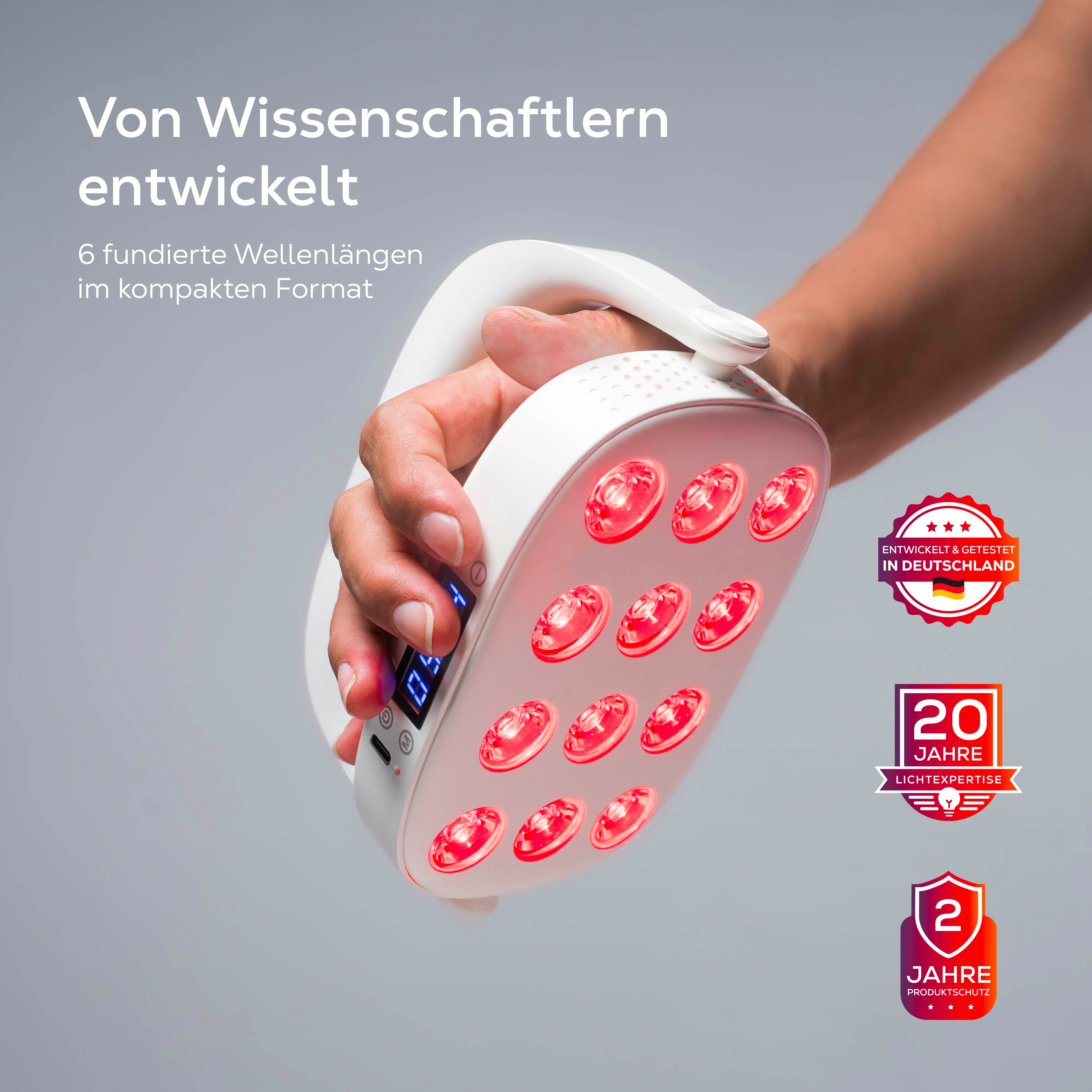 heilys® Rotlicht-Panel heilys® Gen20 ToGo, Entwickelt & getestet in Deutschland, kabellos, für Muskeln, Haut & Regeneration, 6 Wellenlängen, Mini-Panel