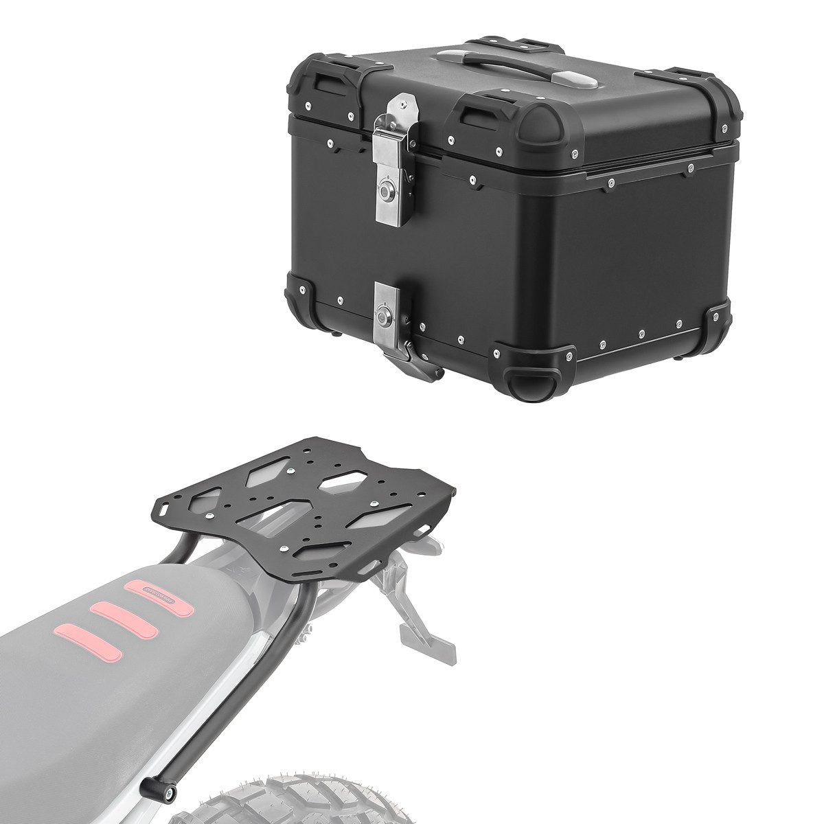 Bagtecs Topcase Set Alu Topcase + Gepäckbrücke für BMW F 900 GS 24-26 XS45 schwarz