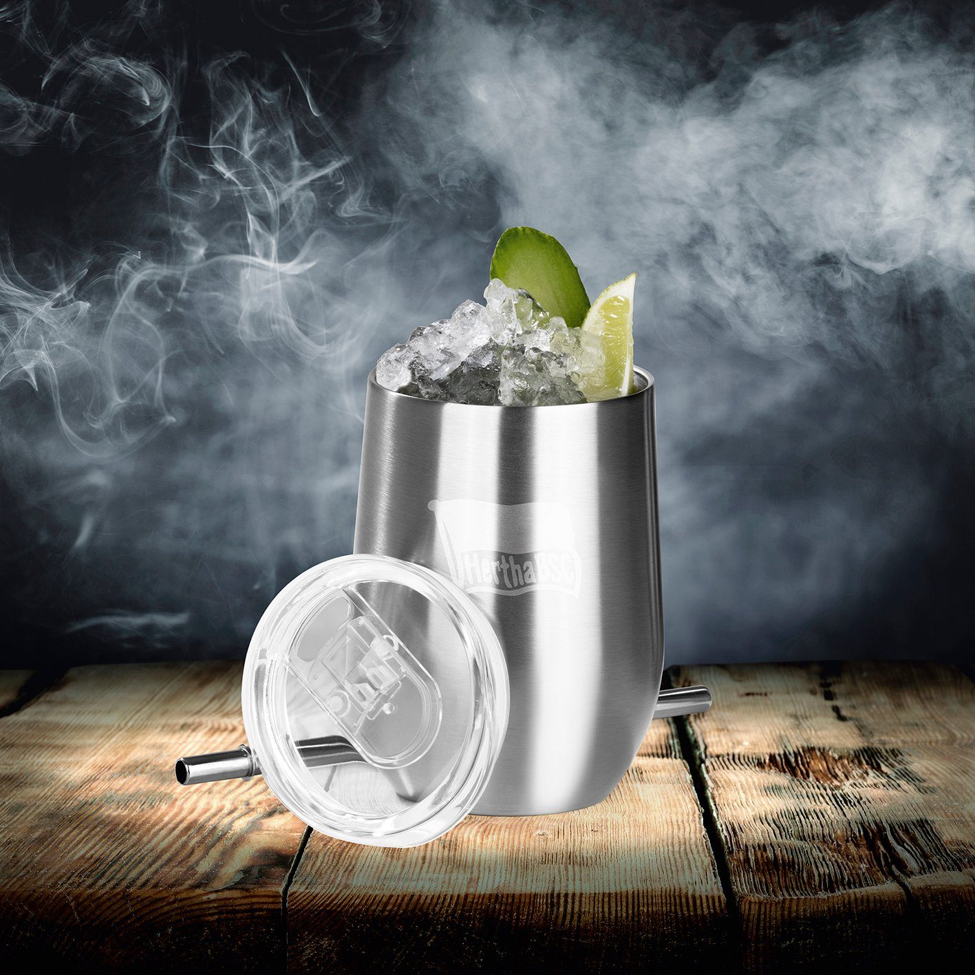 Hertha BSC Becher Edelstahl-Getränkebecher inkl. Trinkhalm - 350 ml