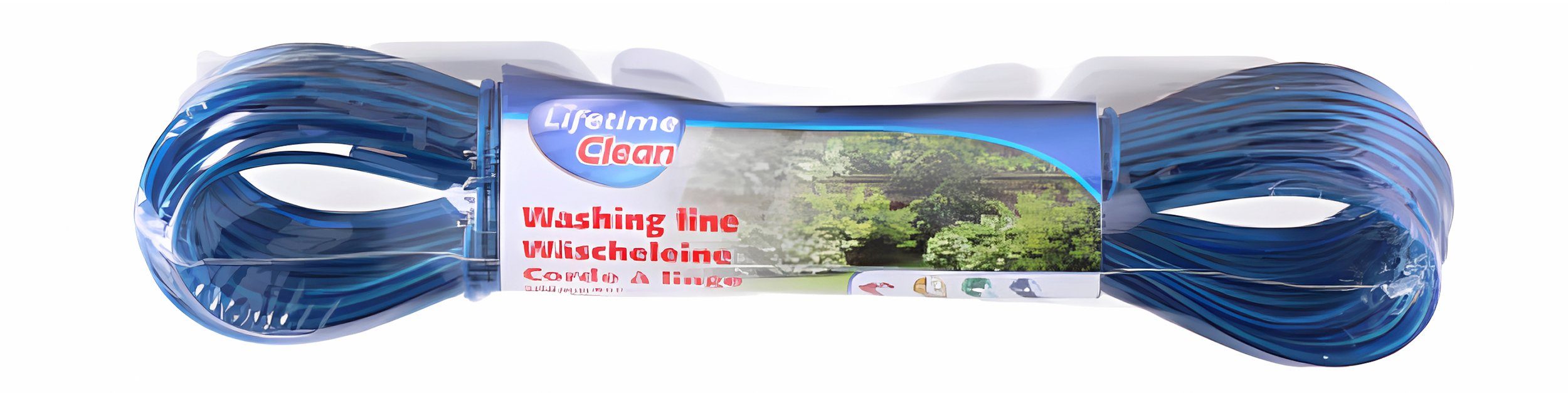 Lifetime Wand-Wäscheleine WÄSCHELEINE 20m rutschfest Ø1,5mm mit 2X Haken Stahleinlage 54 (Blau), Camping Wäsche Leine
