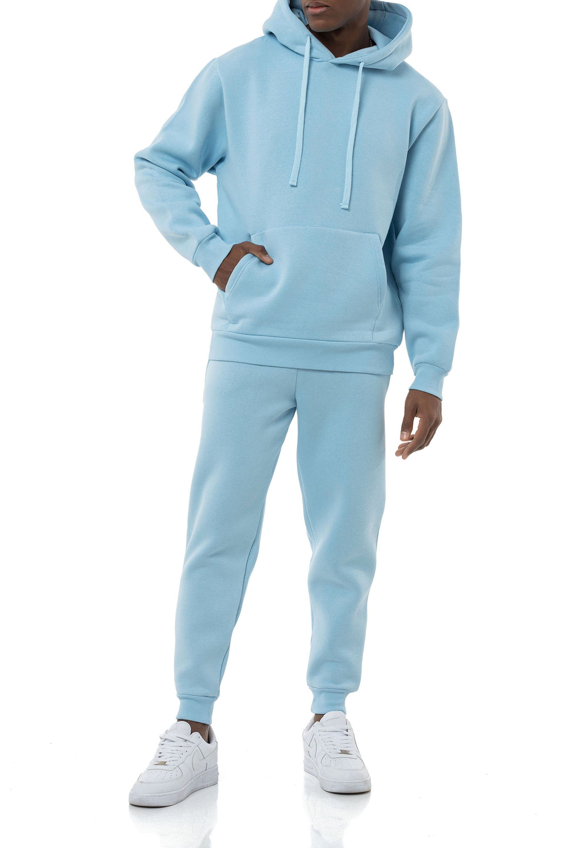RedBridge Jogginganzug Sweat Suit Set Hoodie Hose Premium Loose-Fit Hellblau M (Set, 2-tlg)