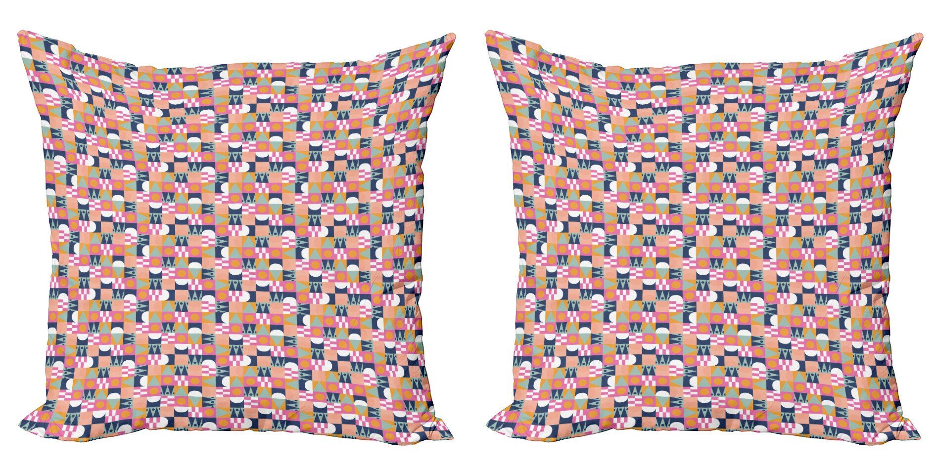 Bunt Geometrische Doppelseitiger Kissenbezüge Hipster (2 Abakuhaus Digitaldruck, Accent Modern Stück), Retro