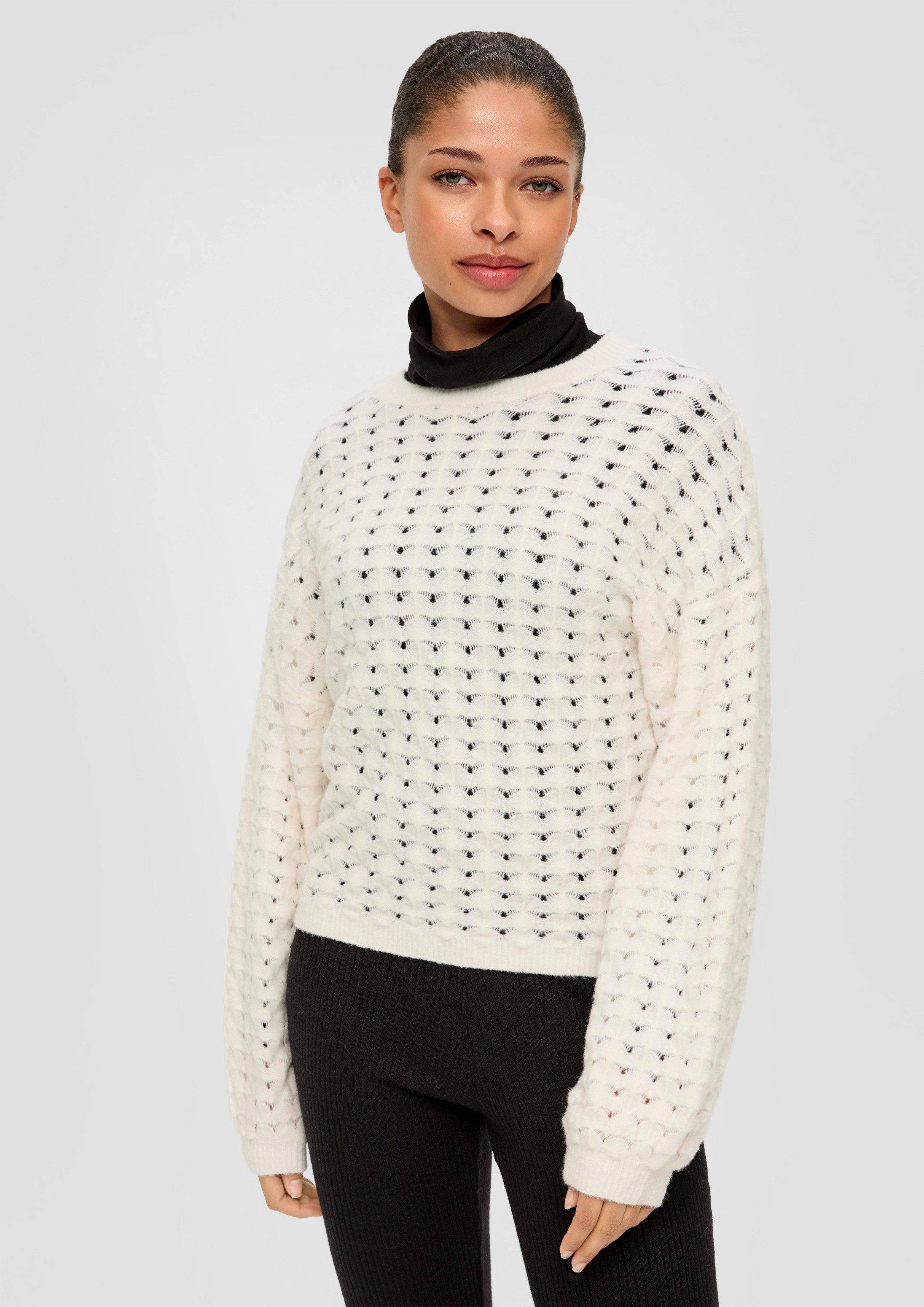 QS Longpullover Strickpullover Strickpullover aus Baumwollmix