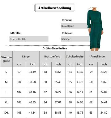 ZWY Strickkleid Damen Sommer Langarm Minikleid Wickel V-Ausschnitt Gürtel (1-tlg) Faltenkleid Hochzeitsgast Kurze Kleider