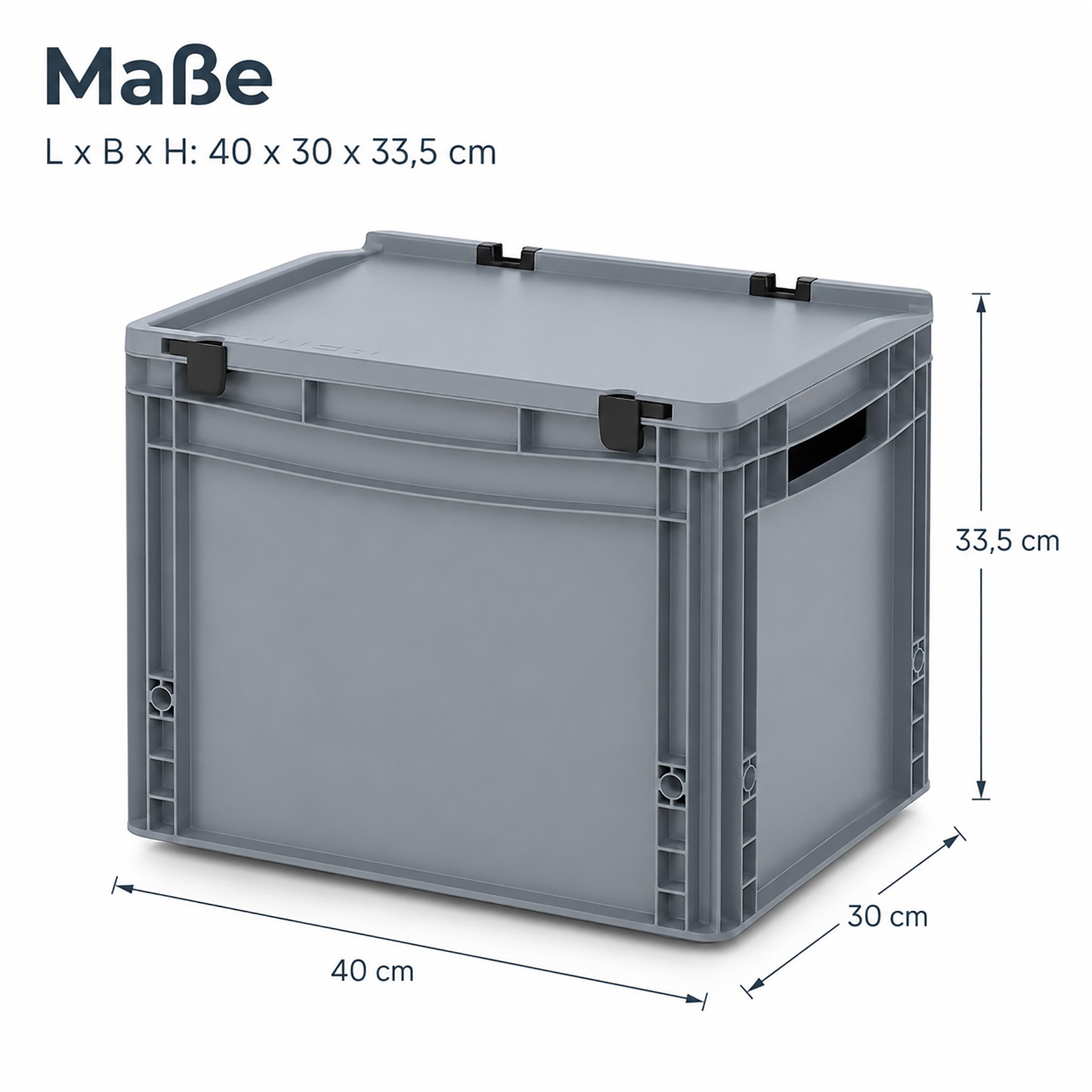 AUER Packaging GmbH Transportbehälter AUER Eurobehälter mit Schanierdeckel ED 43/32, 40 x 30 x 33,5 cm, (1-St), stapelbar
