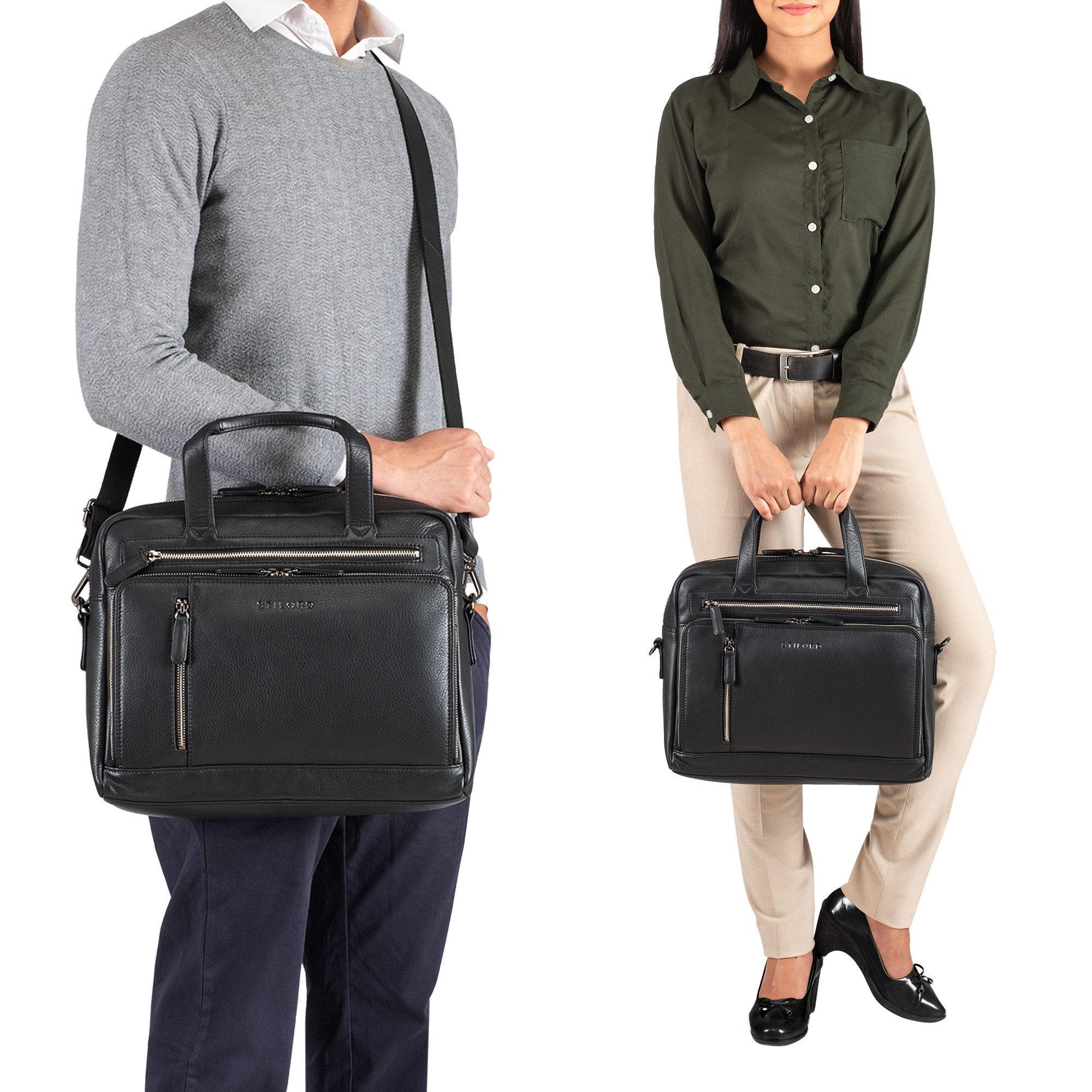 STILORD Laptoptasche "Avery" Ledertasche Umhängetasche