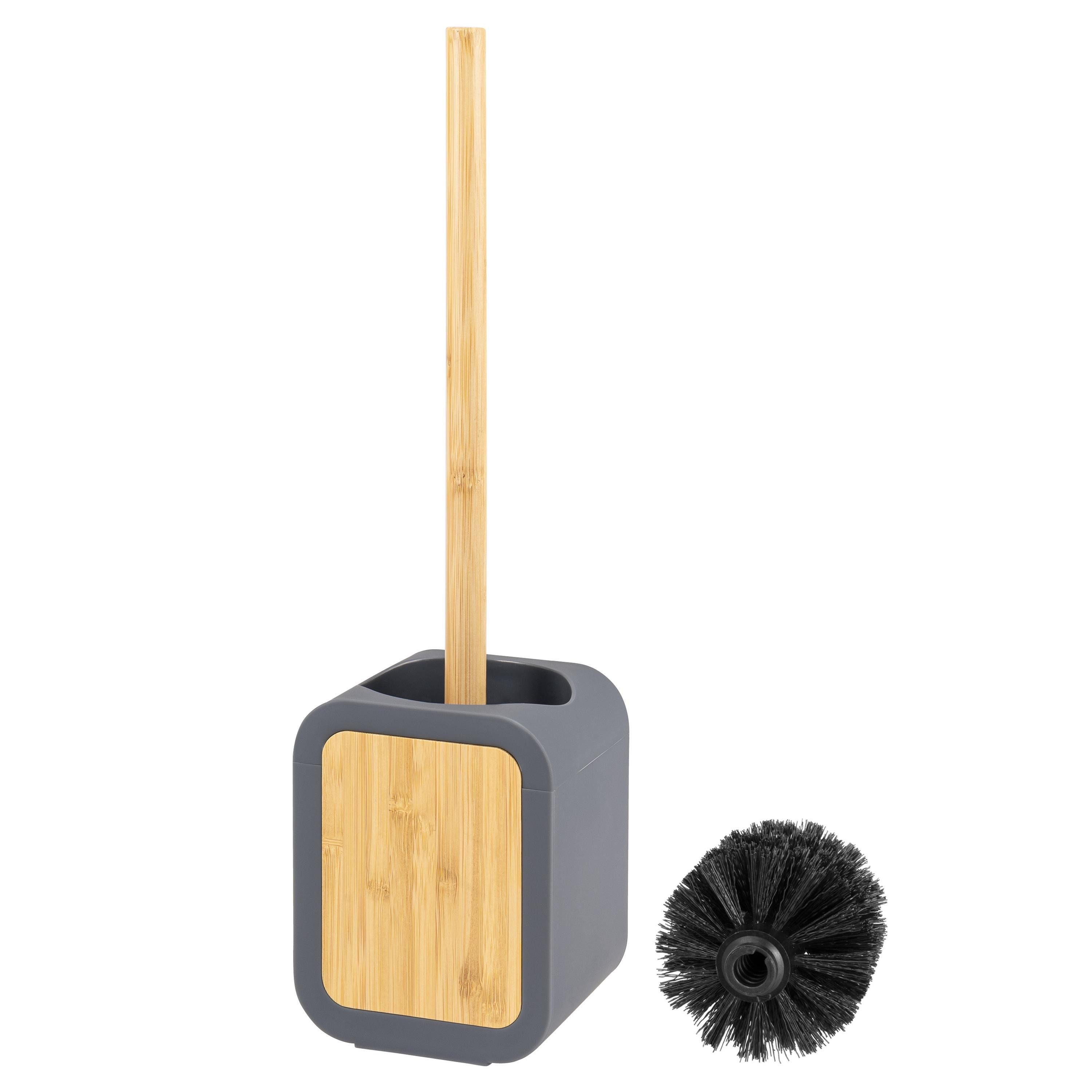 eluno WC-Reinigungsbürste Toilettenbürste aus Kunststoff und Bambus, taupe