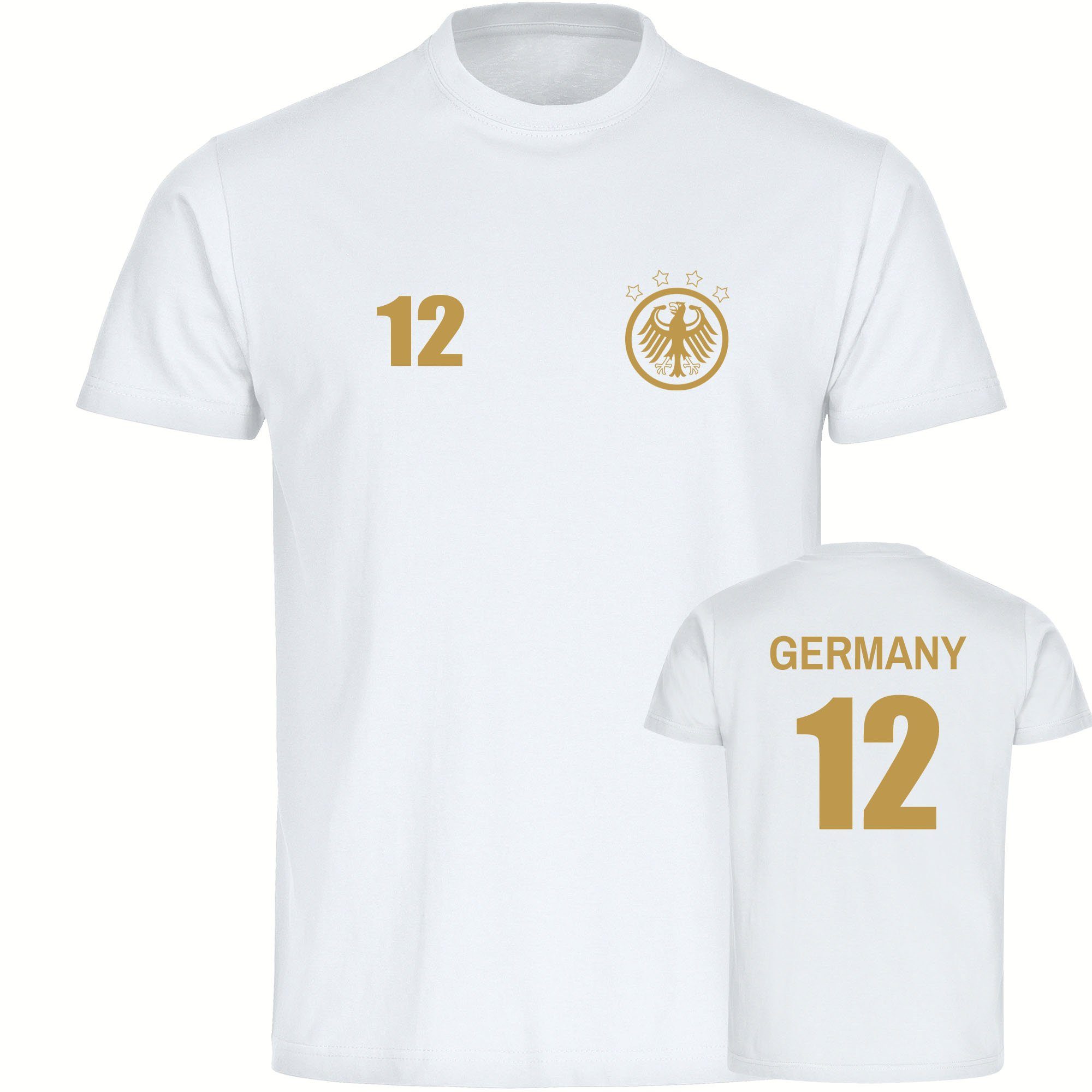 multifanshop T-Shirt Kinder Germany - Adler Retro Trikot 12 Gold - Boy Girl