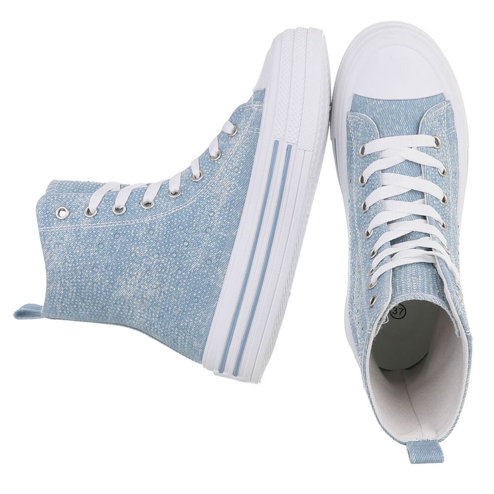 Ital-Design Hochschaft-Sneaker für Damen - Bequem und vielseitig Sneakerboots (91261165) Flach Sneakers High in Hellblau