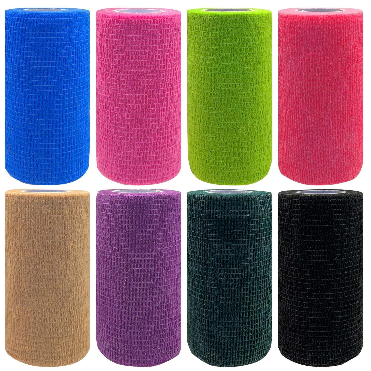 LuxusKollektion Pferdebandage Bandage Selbstklebend Elastisch 10cm 4,5m 8 Rollen Mehrfarbig