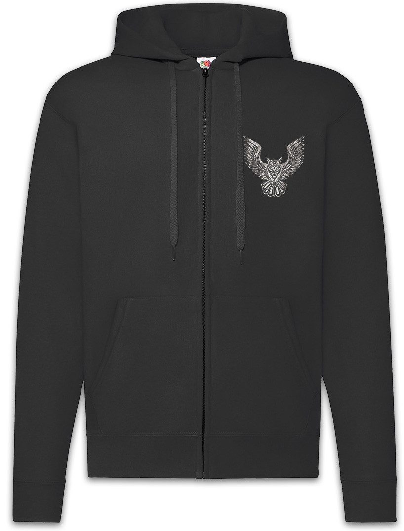 Sweatjacke Owl II Zipper Hoodie Eule Cartoon Cute Hipster Indie Electro Tattoo