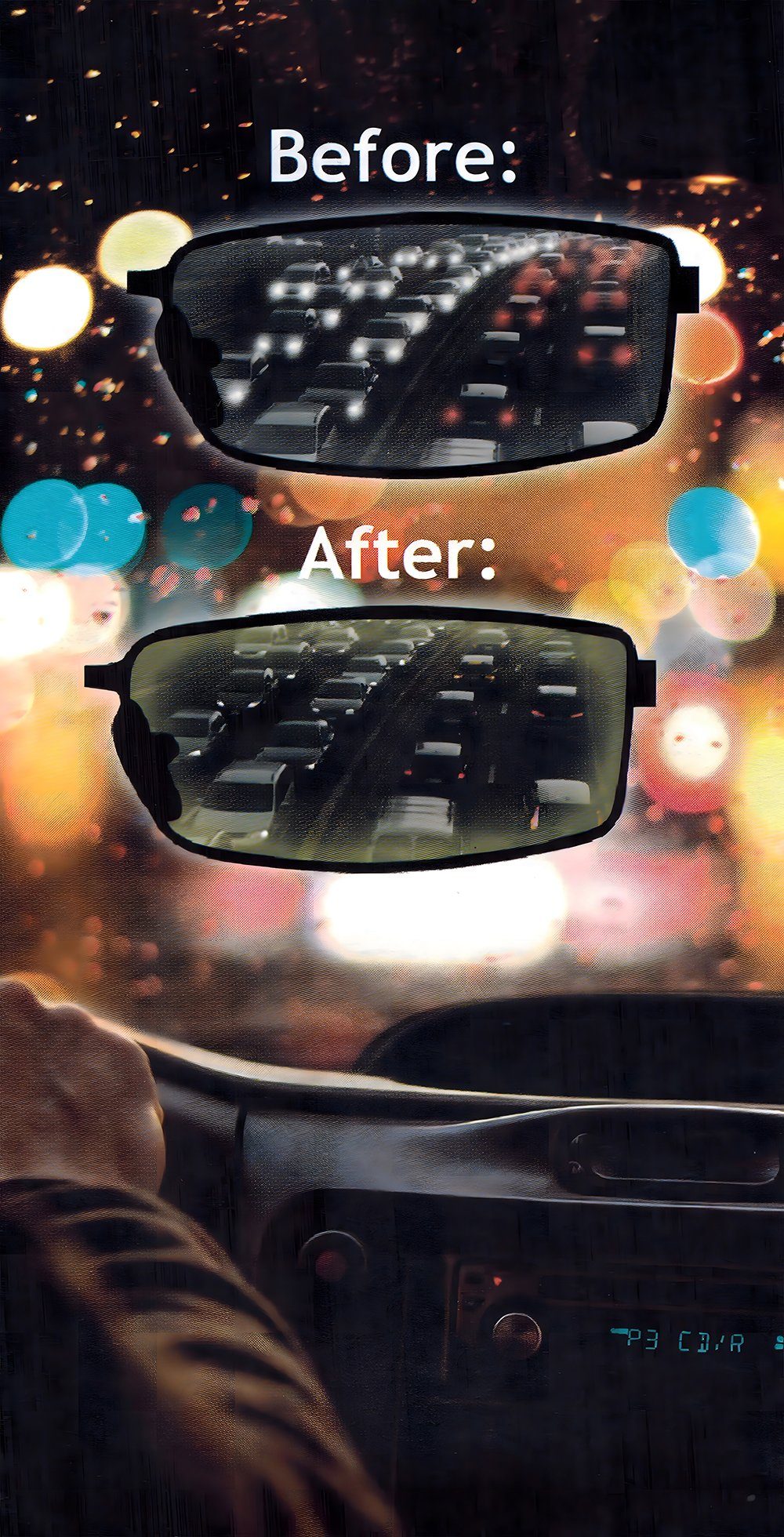 Dunlop Fahrradbrille NACHTSICHT BRILLE Nachtsichtbrille Nachtfahrbrille 78 (aus Metall), Beutel Auto Kontrastbrille UV-Protection blendfreie Linsen Kontrast