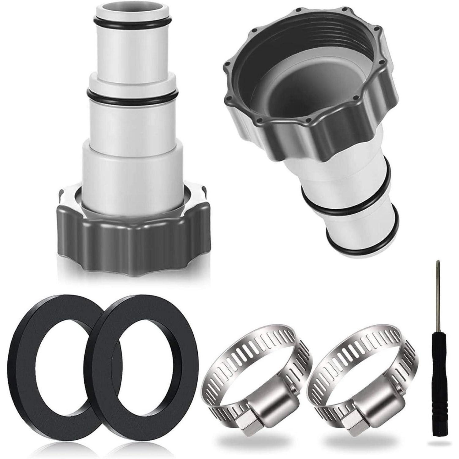 Poolschlauch 2er Pack Poolschlauch Adapter für Intex Pool Ø 32/38mm Grau