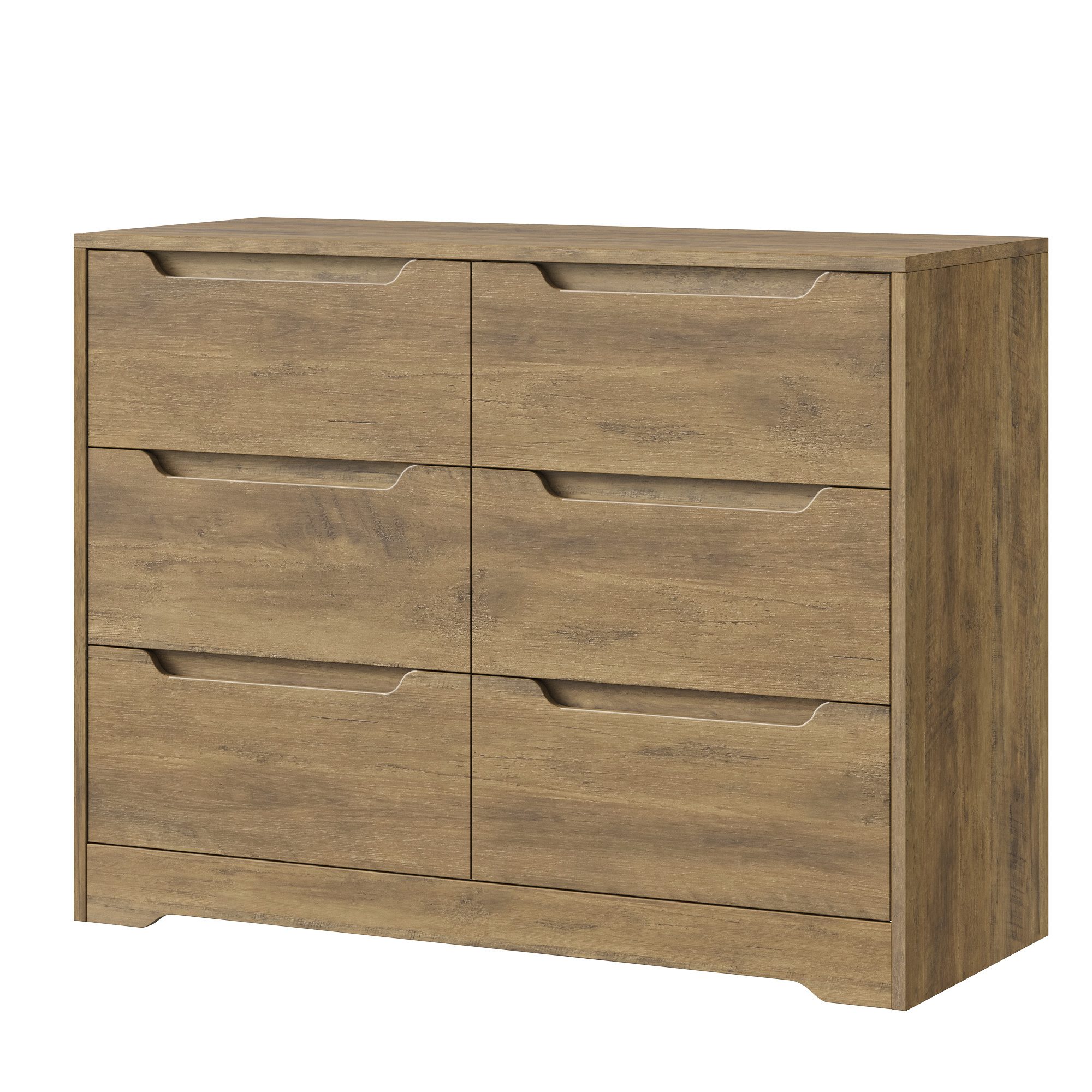 HOMECHO Kommode, Sideboard mit 6 Schubladen, Mehrzweckschrank aus Holz