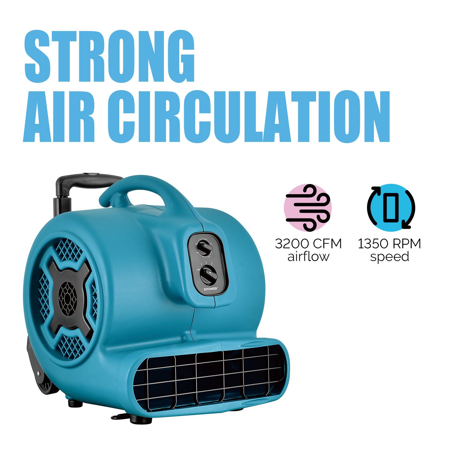 XPOWER Standventilator P-800TH Bodenventilator Gebläse Luftzirkulator mit Timer & Tie Rod