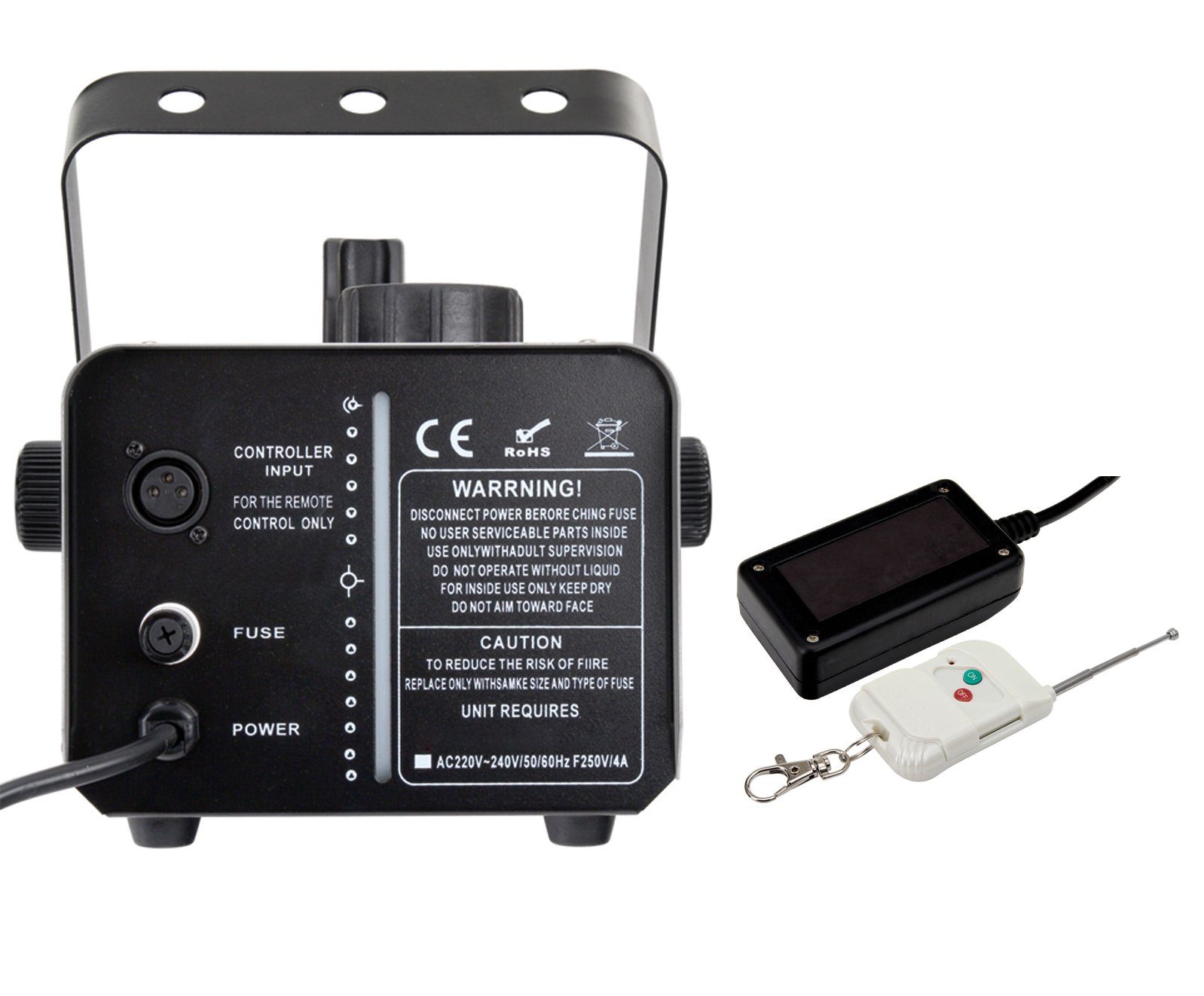 Showlite Discolicht SM-600 Schneemaschine 600W inkl. 5 l Schneefluid, Ideal zur Festinstallation für Bühnen, Discos oder Bars