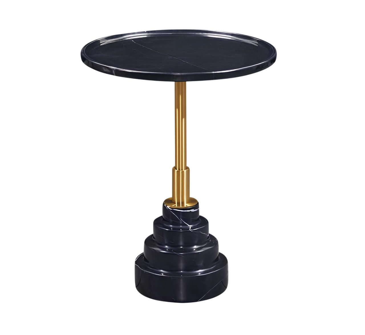 Beistelltisch Runder Couchtisch aus schwarzem Marmor mit elegantem Design