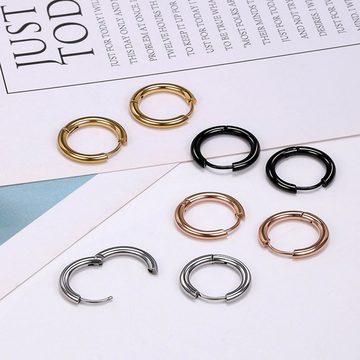 FIDDY Paar Ohrhänger Schlichte Unisex-Titanohrringe mit runden Ohrsteckern (7-tlg), Basic Street Fashion, Unisex, Geschenke