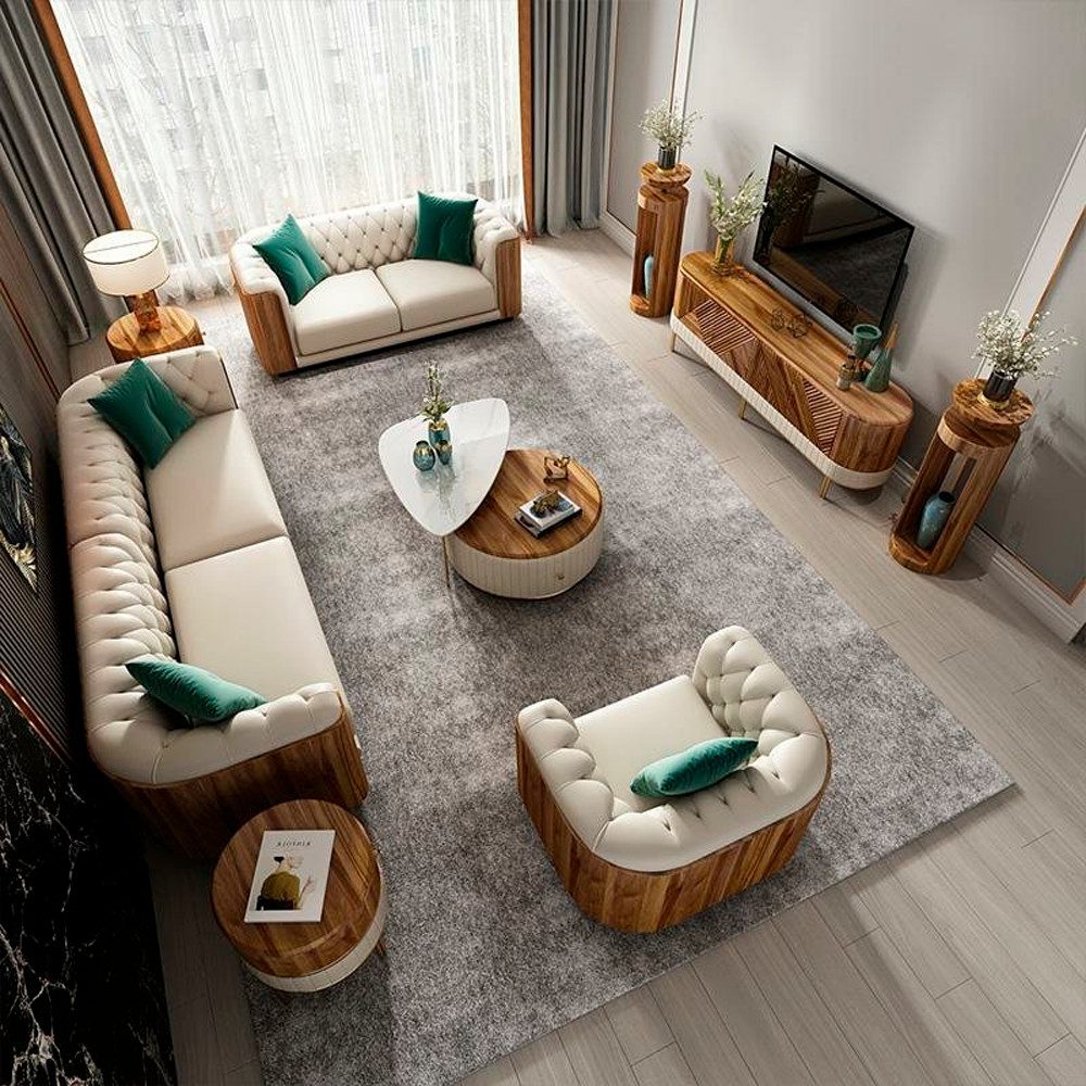 Xlmoebel Polstergarnitur Luxuriöse Zeitgenössische Chesterfield 4+2+1 Sitzgruppe 3-teilig. Neu, (4+2+1 Sitzer), Hergestellt in Europa