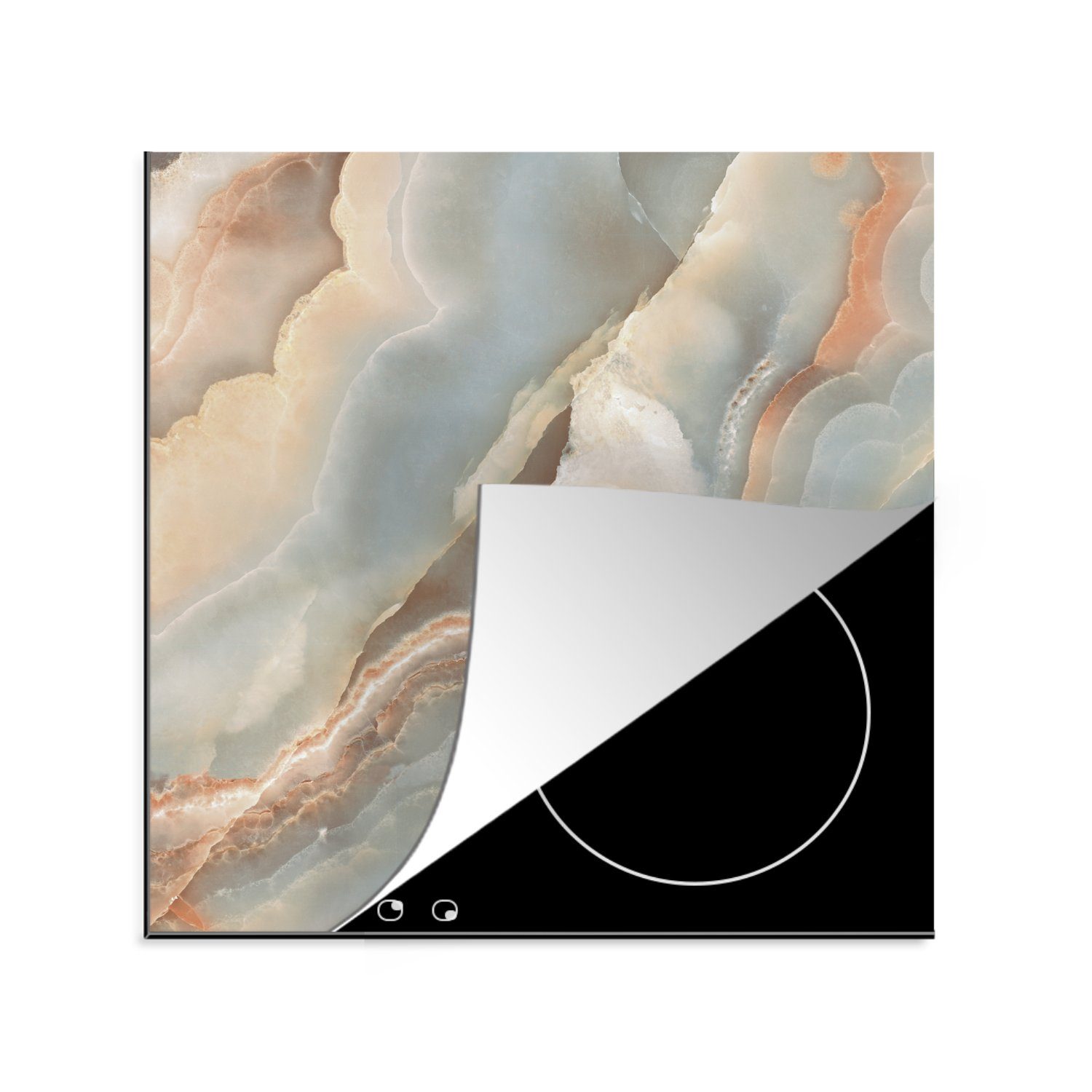 MuchoWow Herdblende-/Abdeckplatte Nahaufnahme von natürlichem Marmor, Vinyl, (1 tlg), 78x78 cm, Ceranfeldabdeckung, Arbeitsplatte für küche