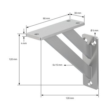 ML-DESIGN Regal Regalhalterungen aus Aluminium Wandhalterung für Regalbrett, 2-tlg., 2x Regalhalter 120x120 mm Silber Aluminium Regalwinkel Wandregal
