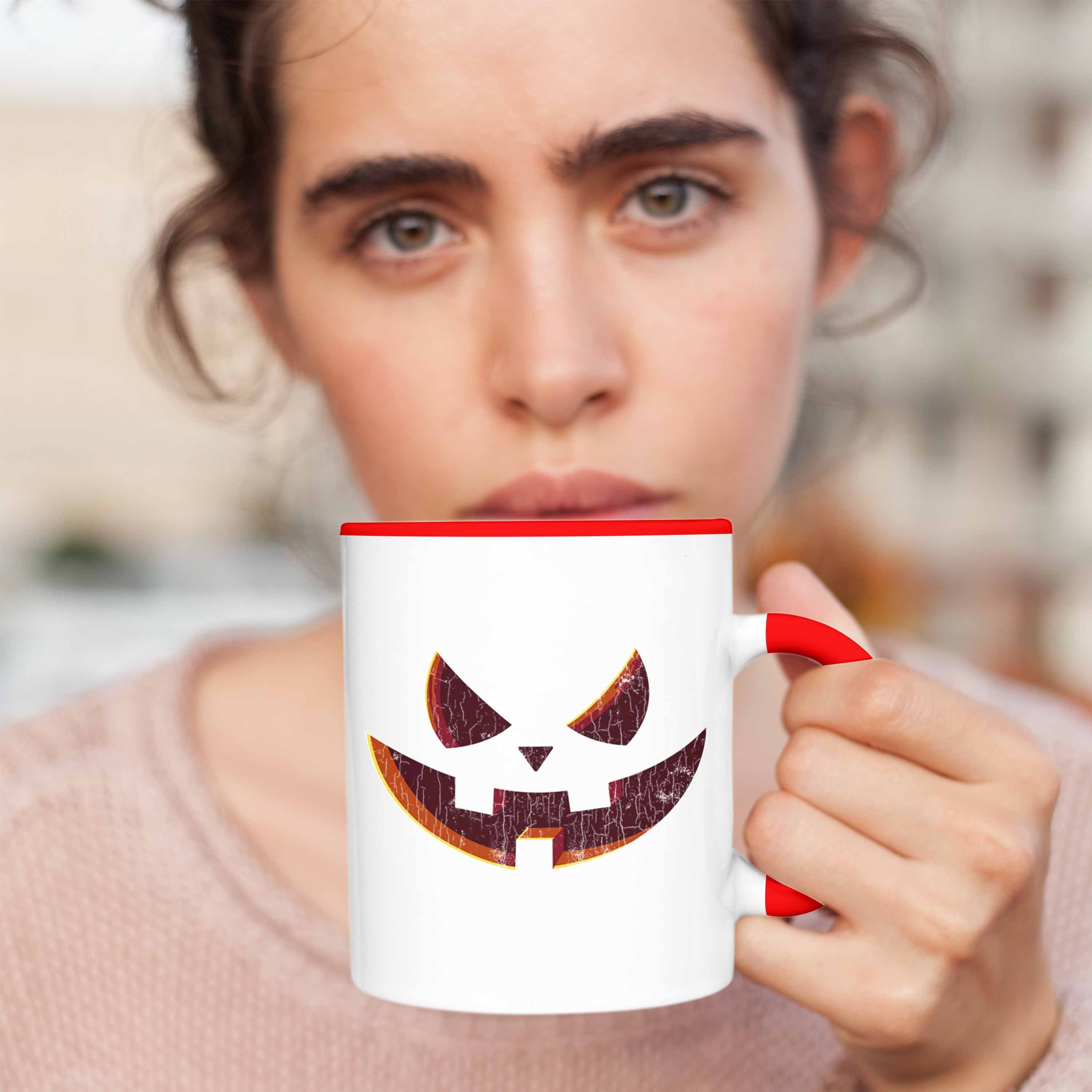 Becher Tasse Kürbis Dekoration Rot Halloween Tasse Kürbis Trendation Gesicht