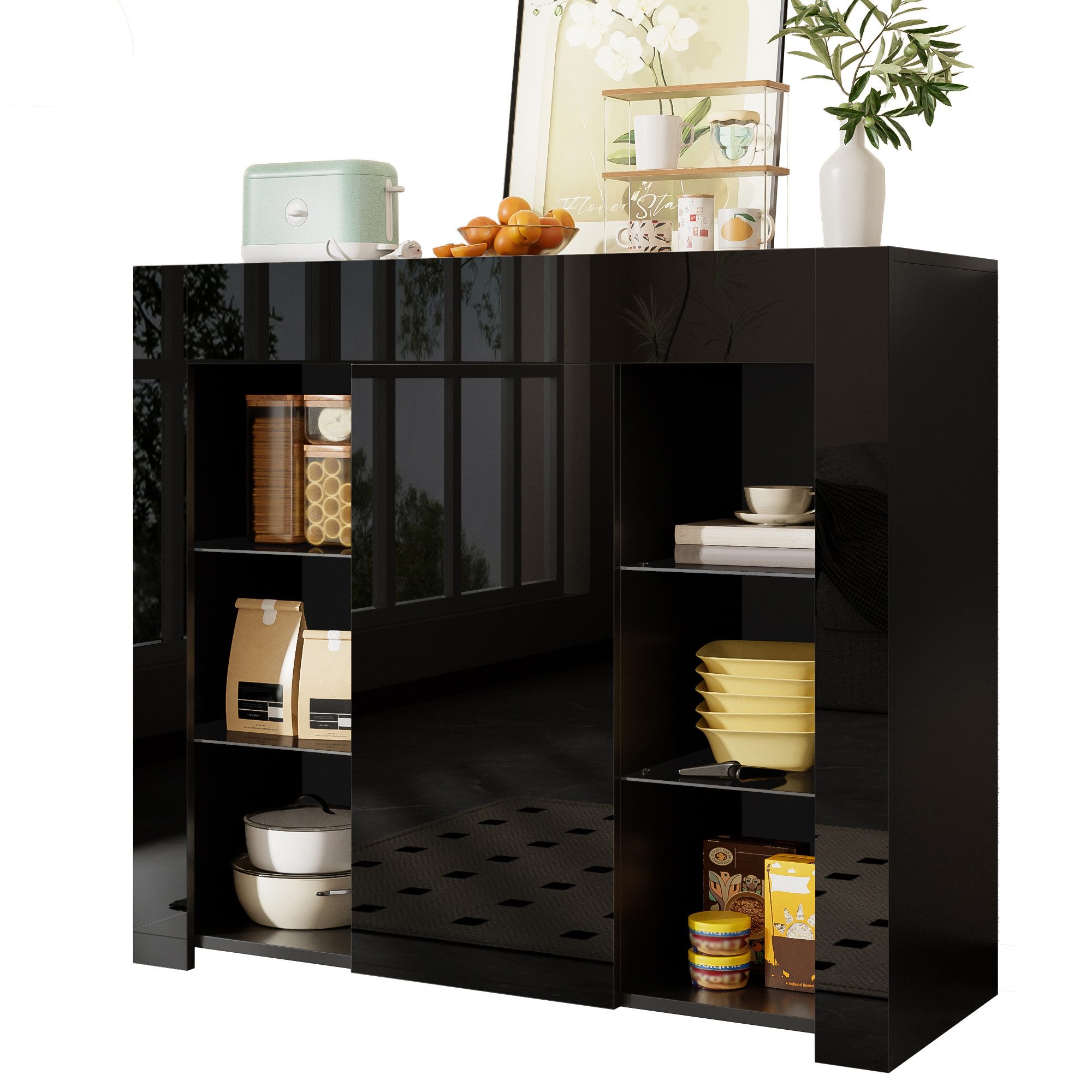 ANYSUN Sideboard Hochglanz-Front (Set, 1 Nachtkonsolen), Breite 95cm