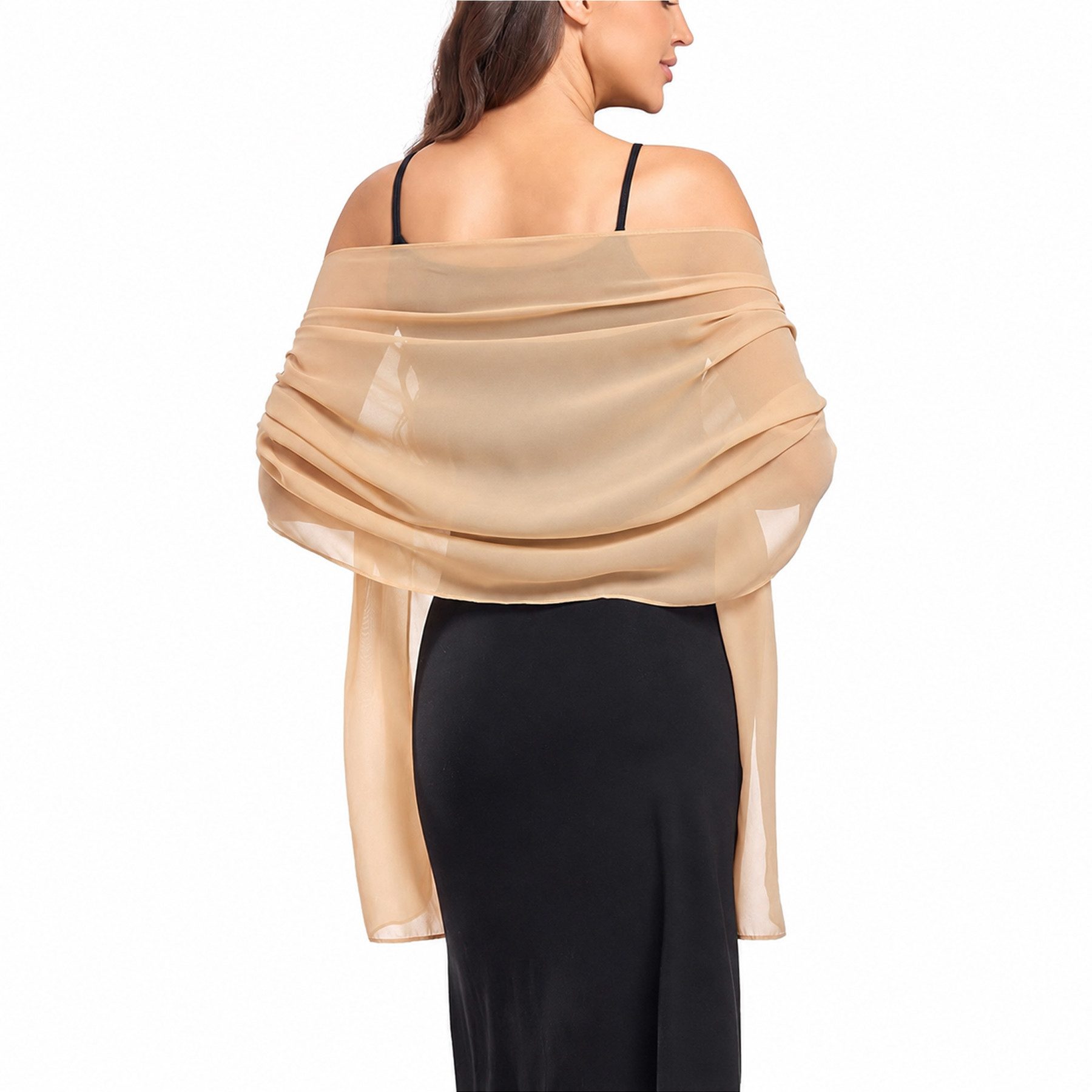 Mutig Modeschal Chiffon Stola für Damen 200x70cm – Eleganter, (leichter Schal aus weichem Chiffon, Schultertuch), für Abendkleid, Hochzeit, Braut, festliche Anlässe, Sommer, Party