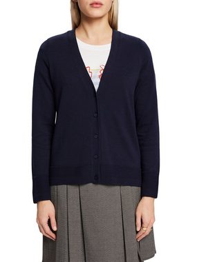 Esprit Strickjacke Baumwoll-Cardigan mit V-Ausschnitt (1-tlg)