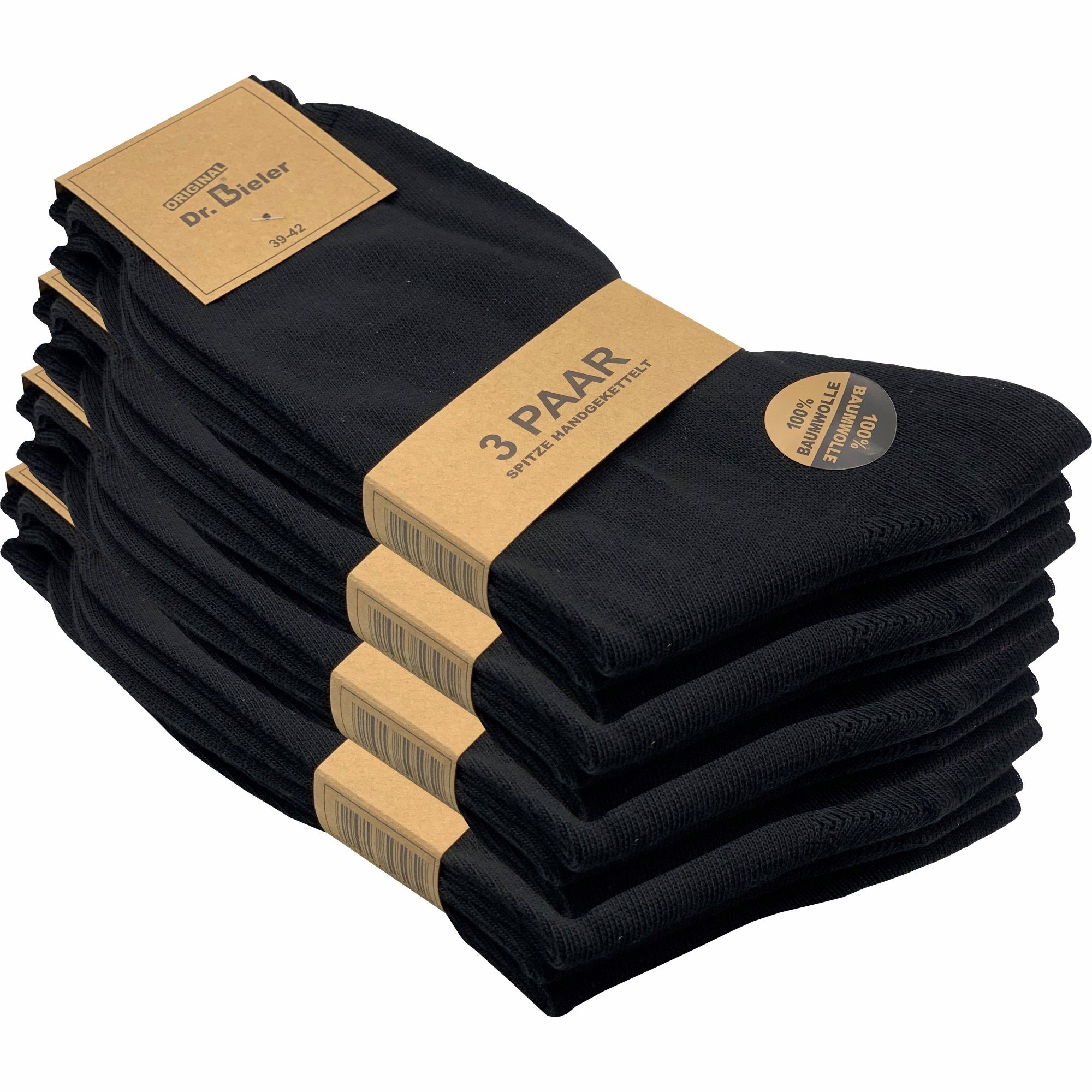 blau Basicsocken drückende schwarz, GAWILO - Qualität - 100% ohne Baumwolle Gummi ansprechender - für & Herren in (12 in Preisbewusste Naht weiß Paar) für aus ohne