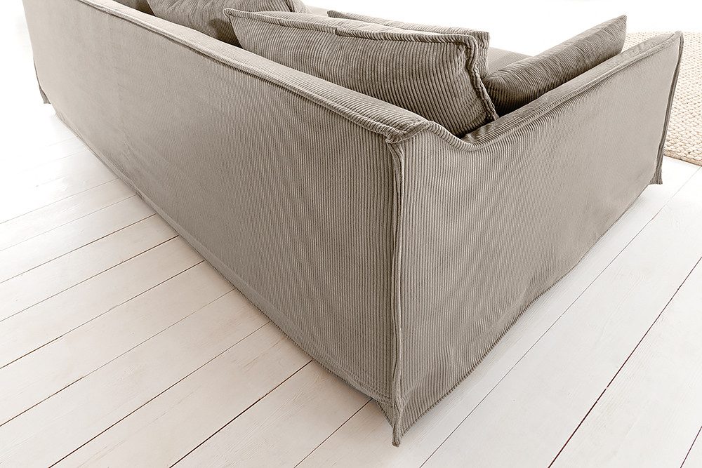 riess-ambiente 3-Sitzer HEAVEN 210cm greige · Hussensofa inkl. Kissen und abnehmbaren Bezug, Einzelartikel 1 Teile, Wohnzimmer-Couch · Cord-Bezug · Federkern-Po – Bild 5 von 5
