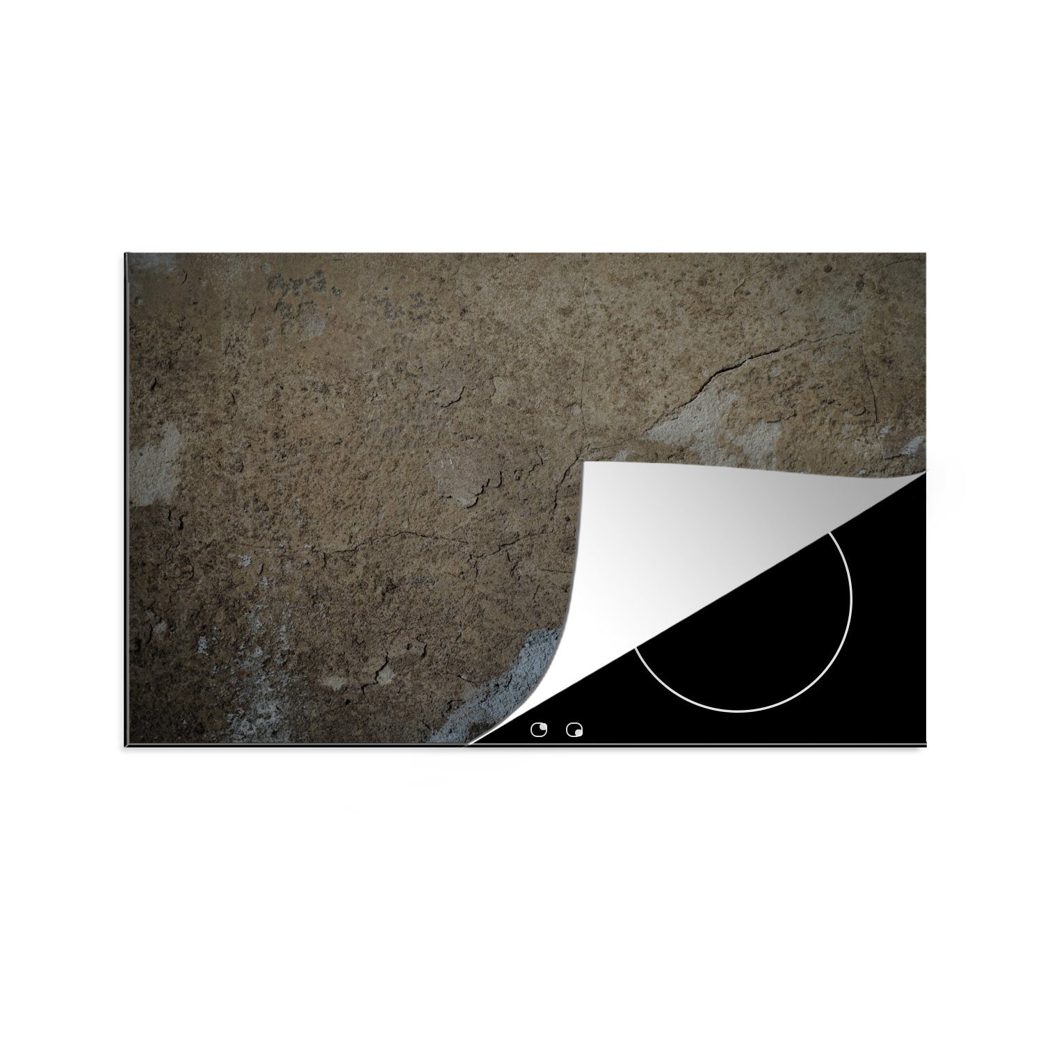 MuchoWow Herdblende-/Abdeckplatte Wand - Braun - Grau, Vinyl, (1 tlg), 81x52 cm, Induktionskochfeld Schutz für die küche, Ceranfeldabdeckung | Herdabdeckplatten