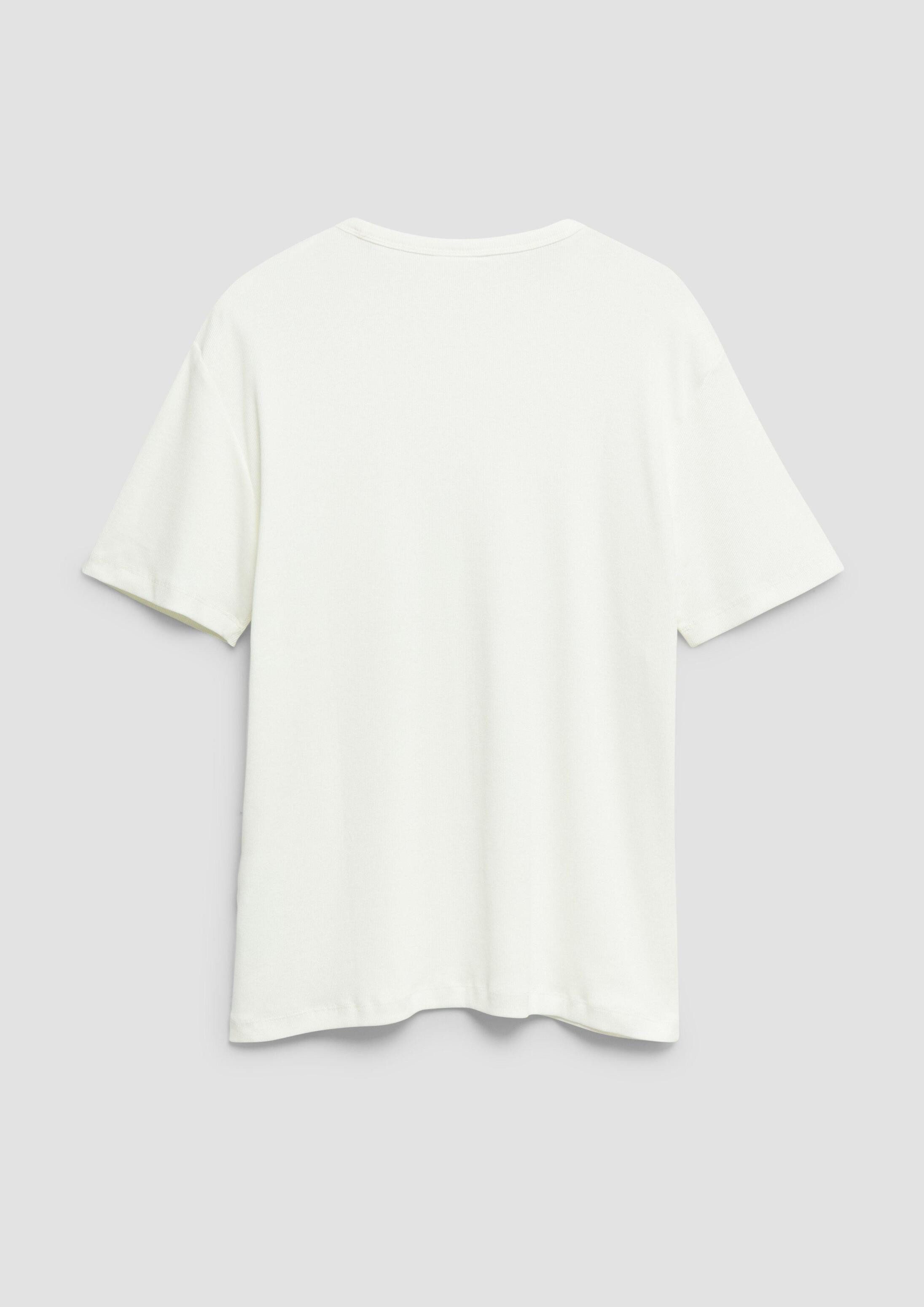 s.Oliver Kurzarmshirt T-Shirt Geripptes T-Shirt mit Crew Neck