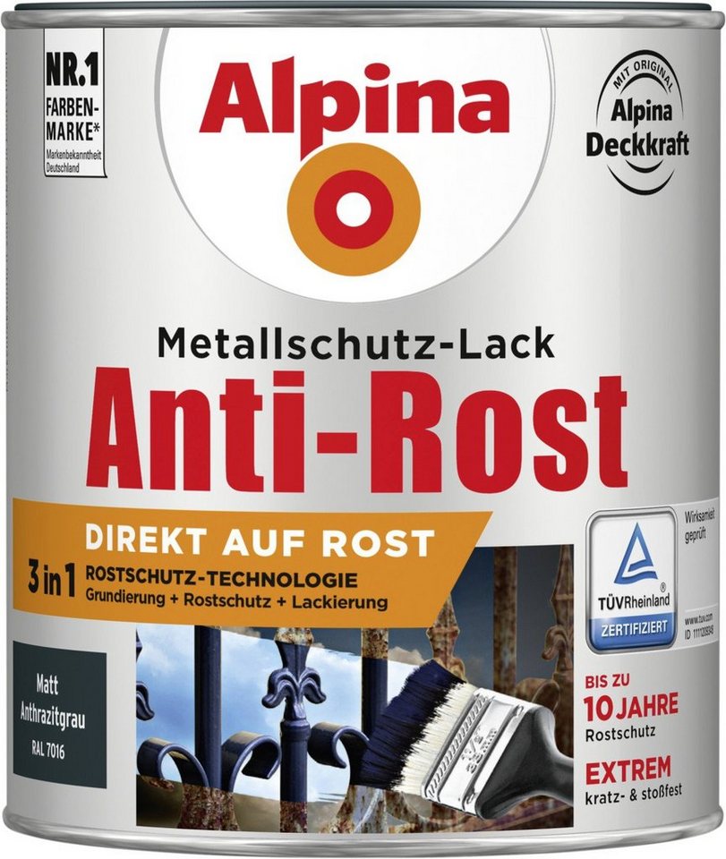 Thumbnail - Alpina Metallschutzlack Alpina Metallschutz-Lack Anti-Rost 750 ml