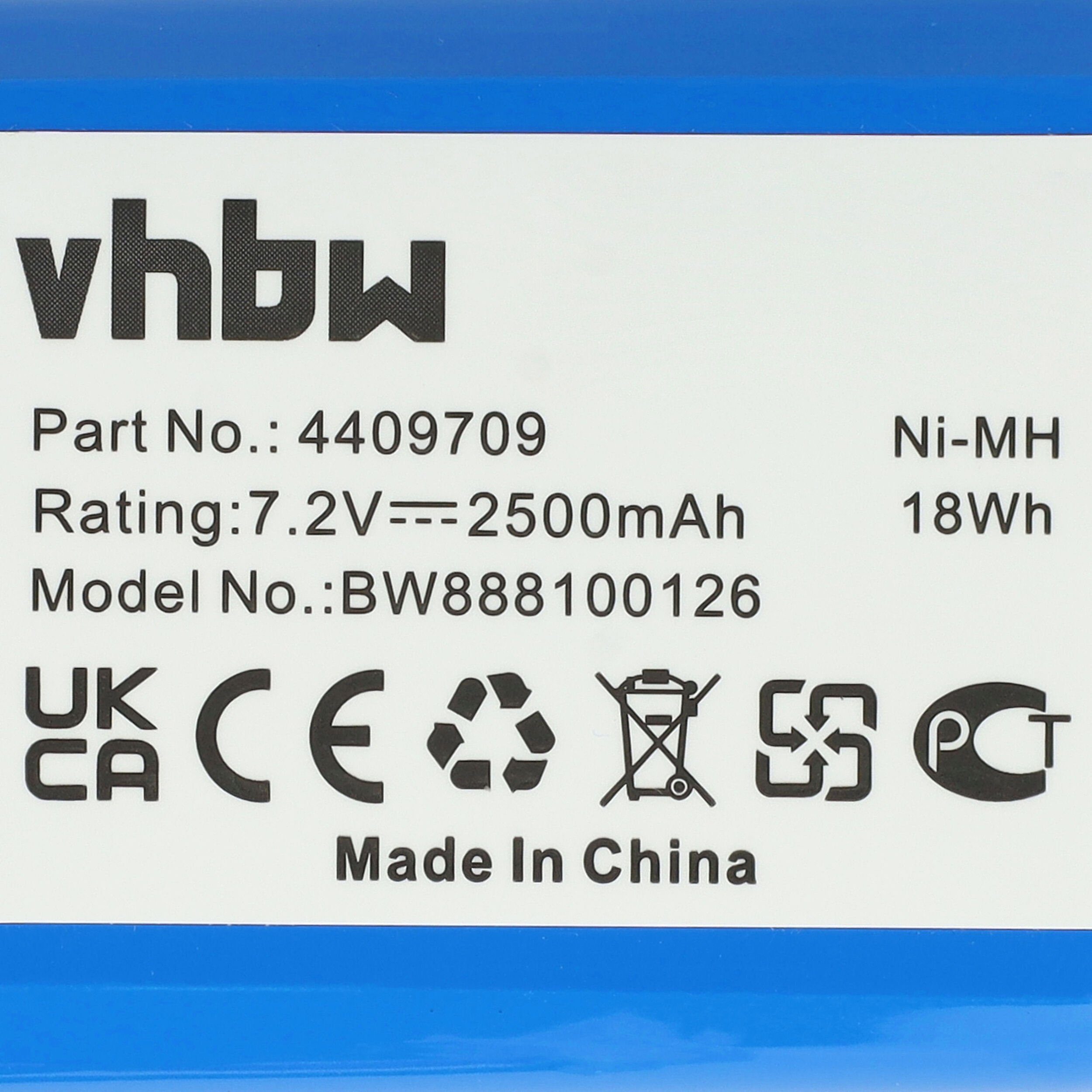 vhbw mAh NiMH (7,2 2500 W206001001399 iRobot für 4409709, für Staubsauger-Akku GPRHC202N026, Ersatz V)