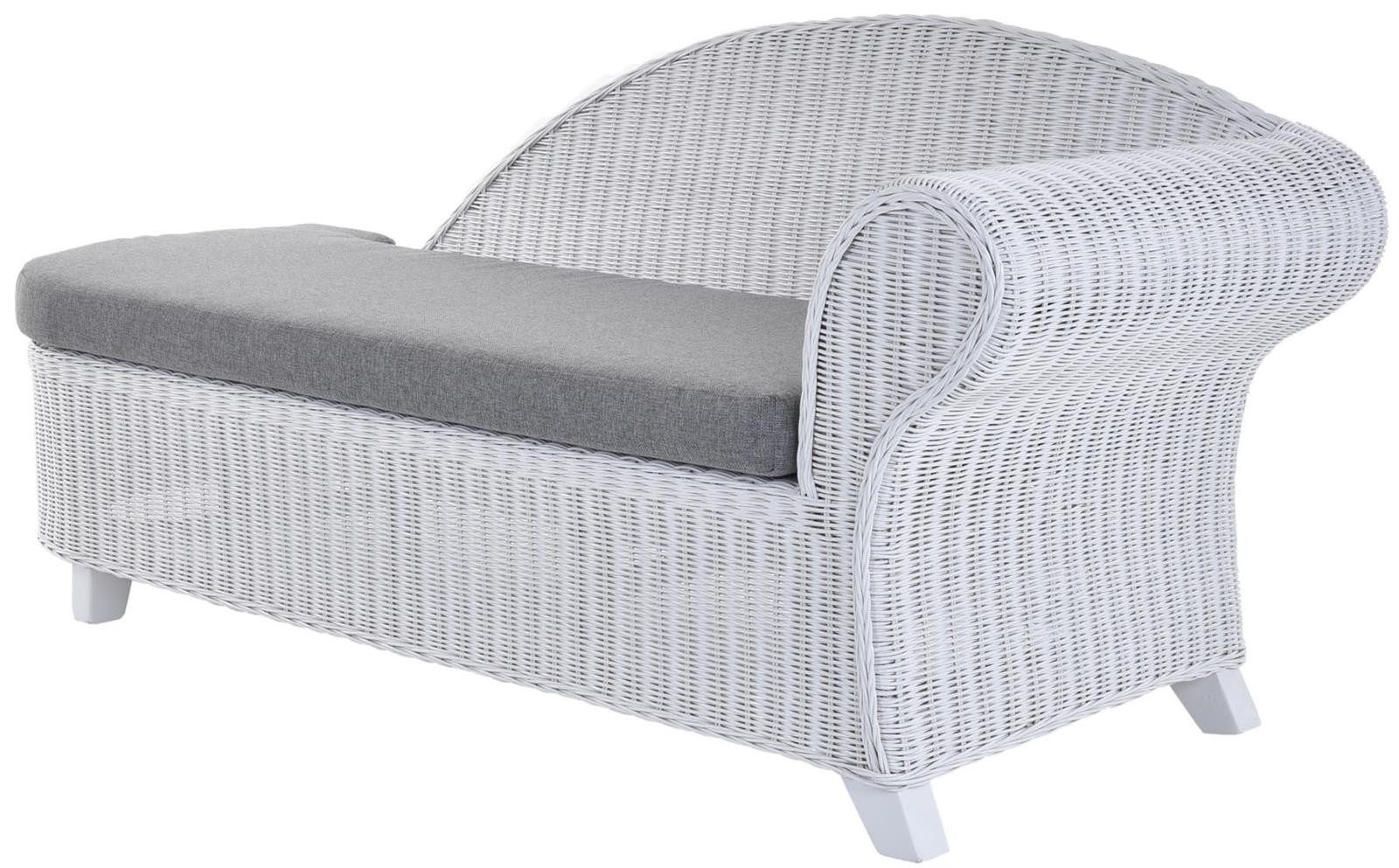 Krines Home Recamiere Rattan Recamiere Elegance Rattanliege Chaiselongue Rechts mit Polster, Wintergarten, Lounge