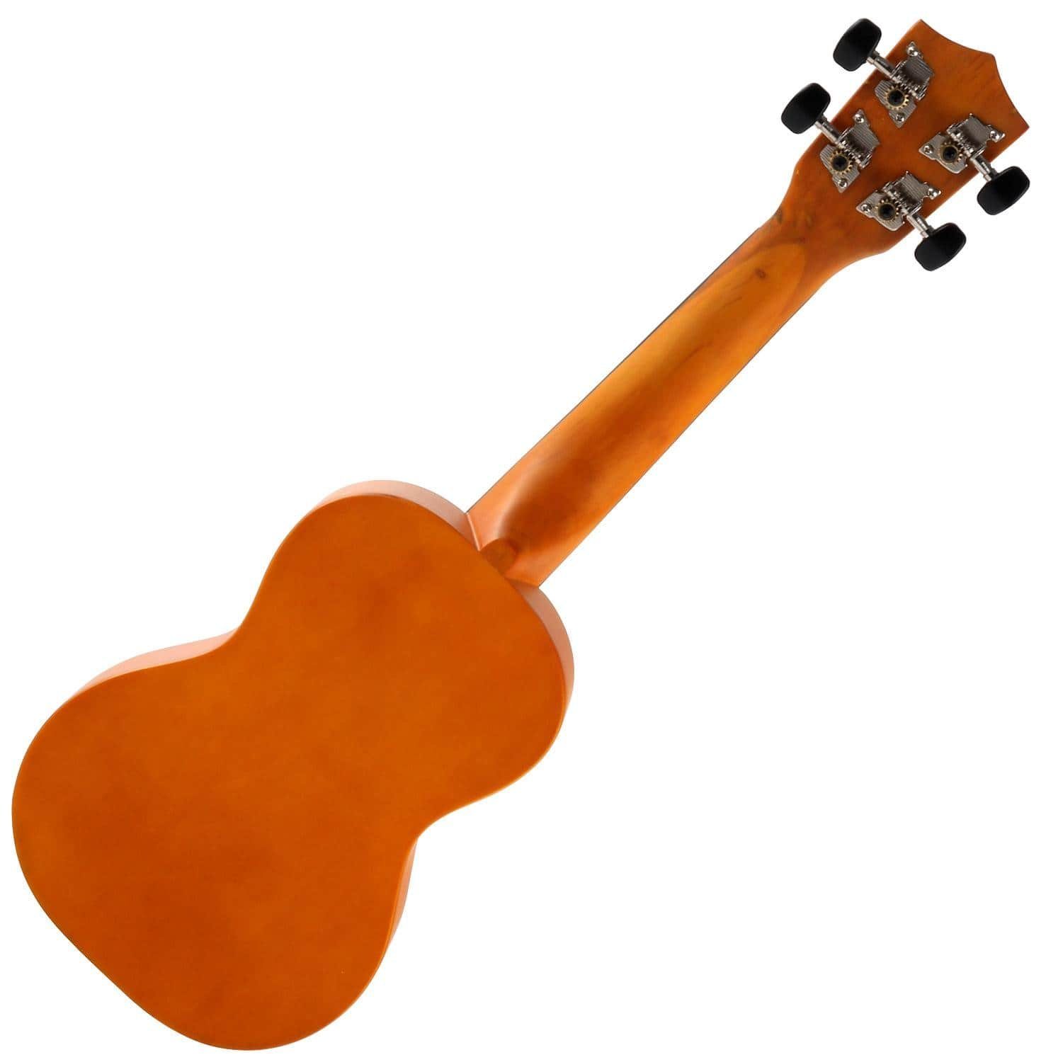 Classic Cantabile Ukulele Sopranukulele (Ukulele, Uke, 15 Bünde, leichtgängige Gitarrenmechanik), Spar-Set inklusive Ukulele-Schule
