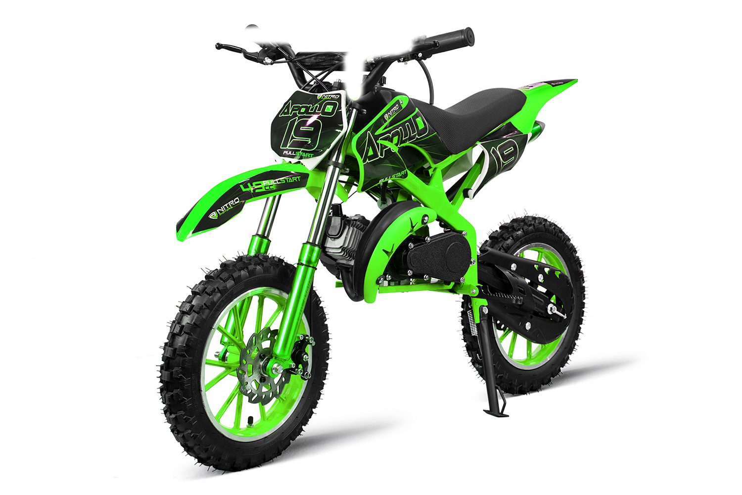 Smarty Zoll Dirt-Bike Dirtbike Grün 49cc 10 Pullstart Nitro Motors Crossbike Apollo