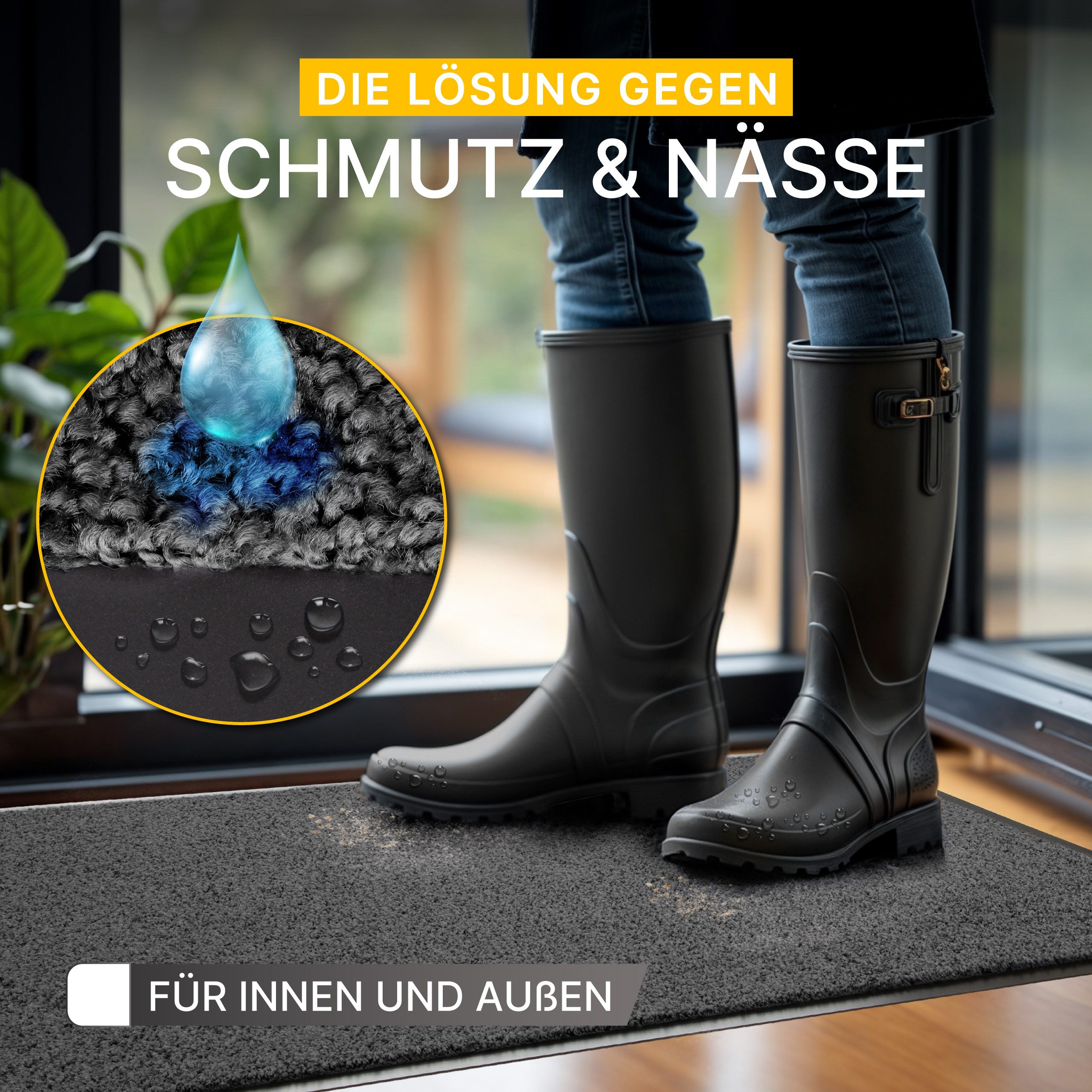 Entrando Fußmatte FIEL, Rechteckig, Höhe: 7 mm, Schmutzfangmatte Innen & Außen waschbar rutschfest dünn saugstark – Bild 3 von 5