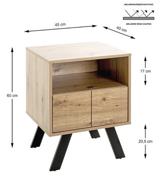 freiraum Konsole 54414, in eiche, schwarz, MDF, Metall - 45x60x40cm (BxHxT)